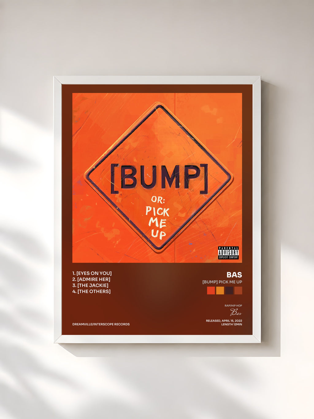 #blanc Tableau de l'album [BUMP] Pick Me Up de Bas, cadre blanc, imprimé et encadré en France