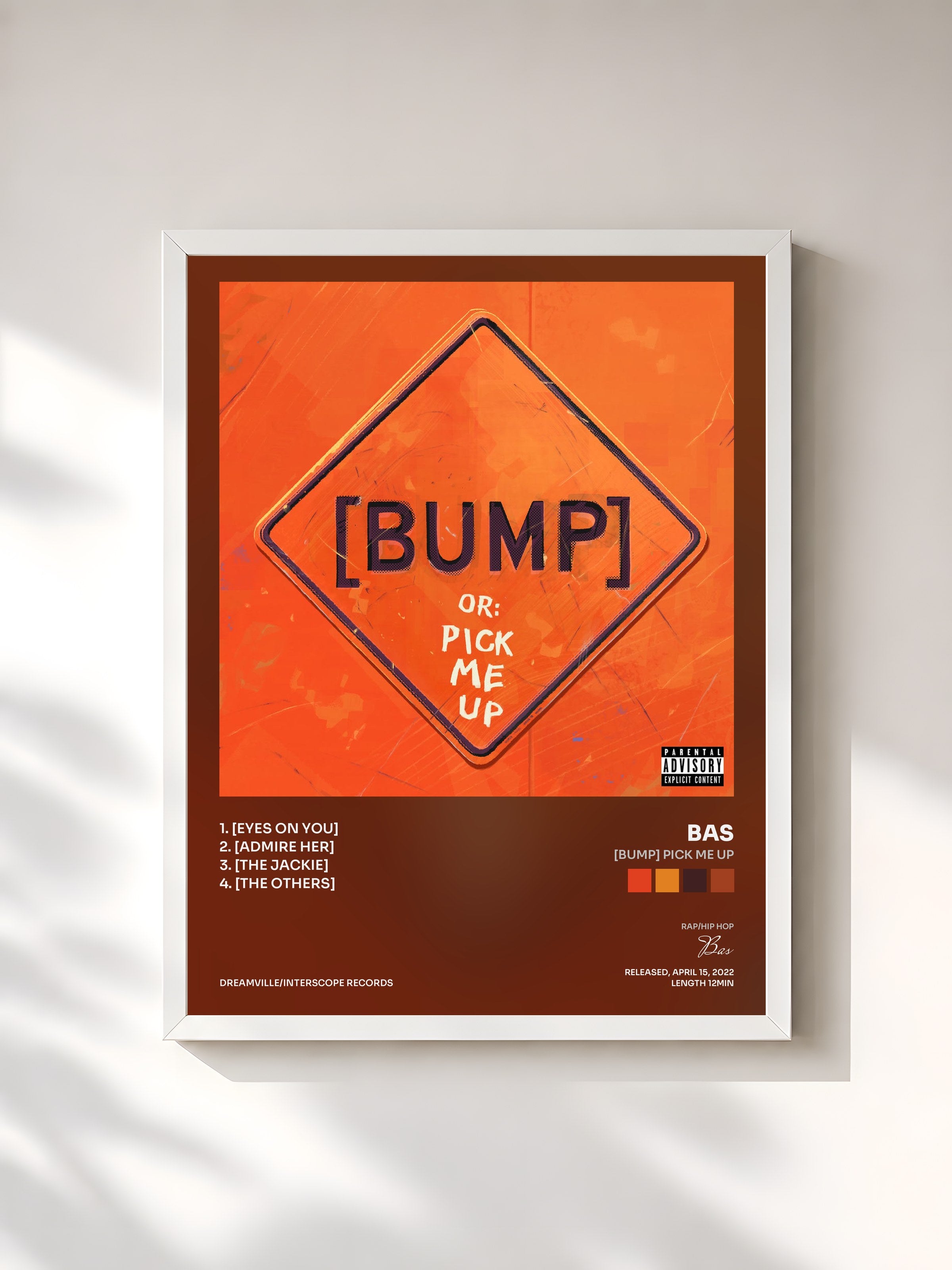 #blanc Tableau de l'album [BUMP] Pick Me Up de Bas, cadre blanc, imprimé et encadré en France