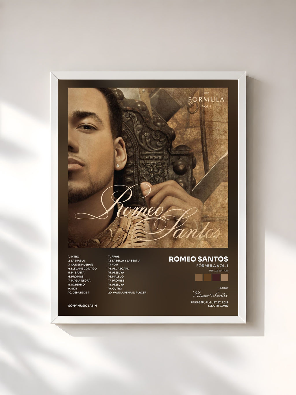#blanc Fórmula Vol. 1 (Deluxe Edition) by Romeo Santos as a framed art print, white frame, printed and framed in France