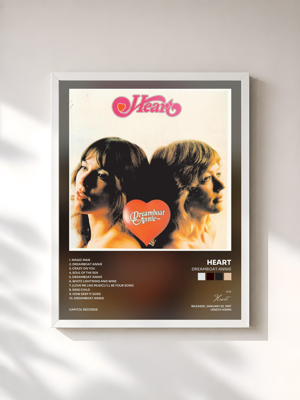 #blanc Dreamboat Annie by Heart as a framed art print, white frame, printed and framed in France