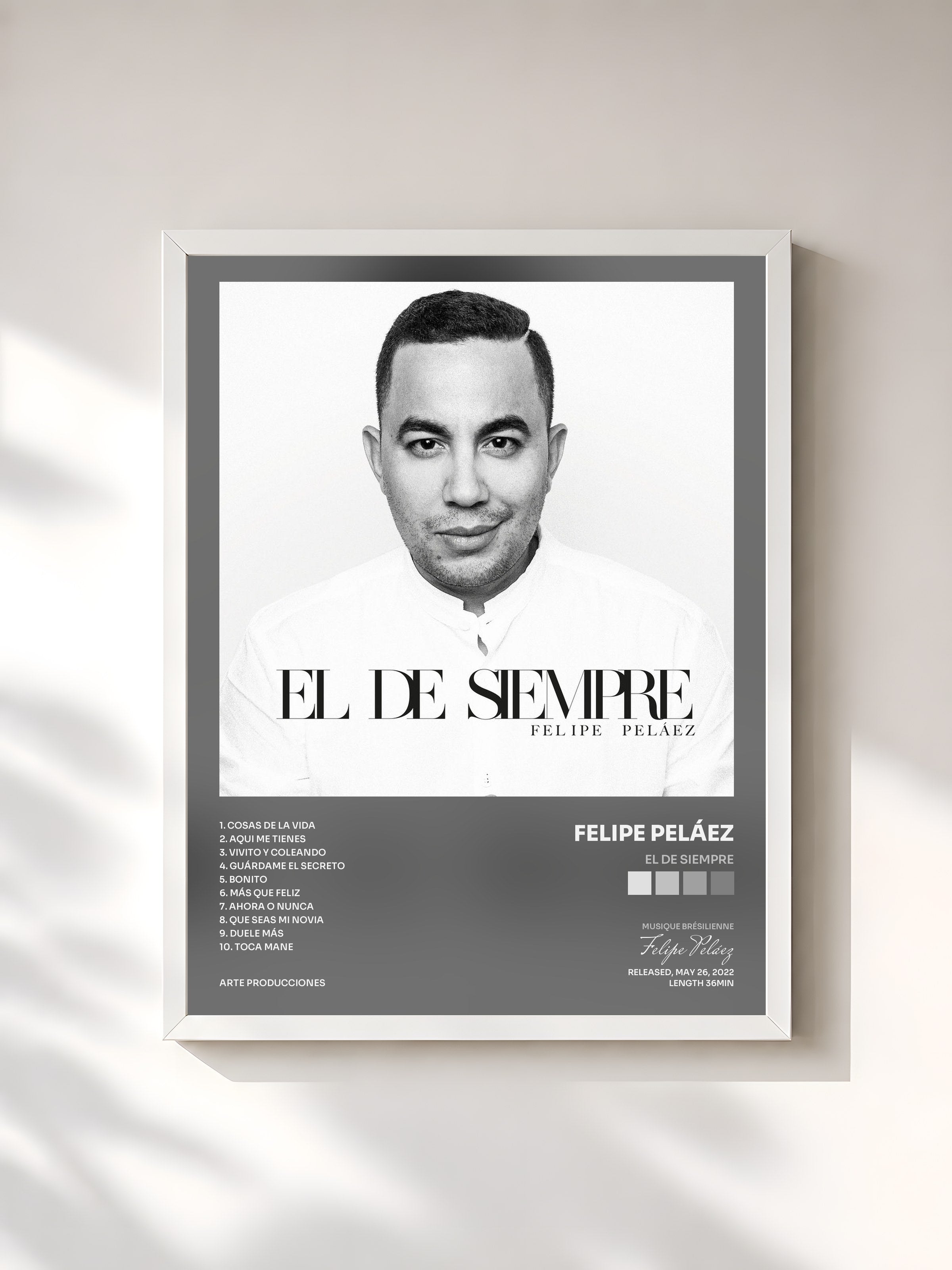 #blanc Tableau de l'album EL DE SIEMPRE de Felipe Peláez, cadre blanc, imprimé et encadré en France