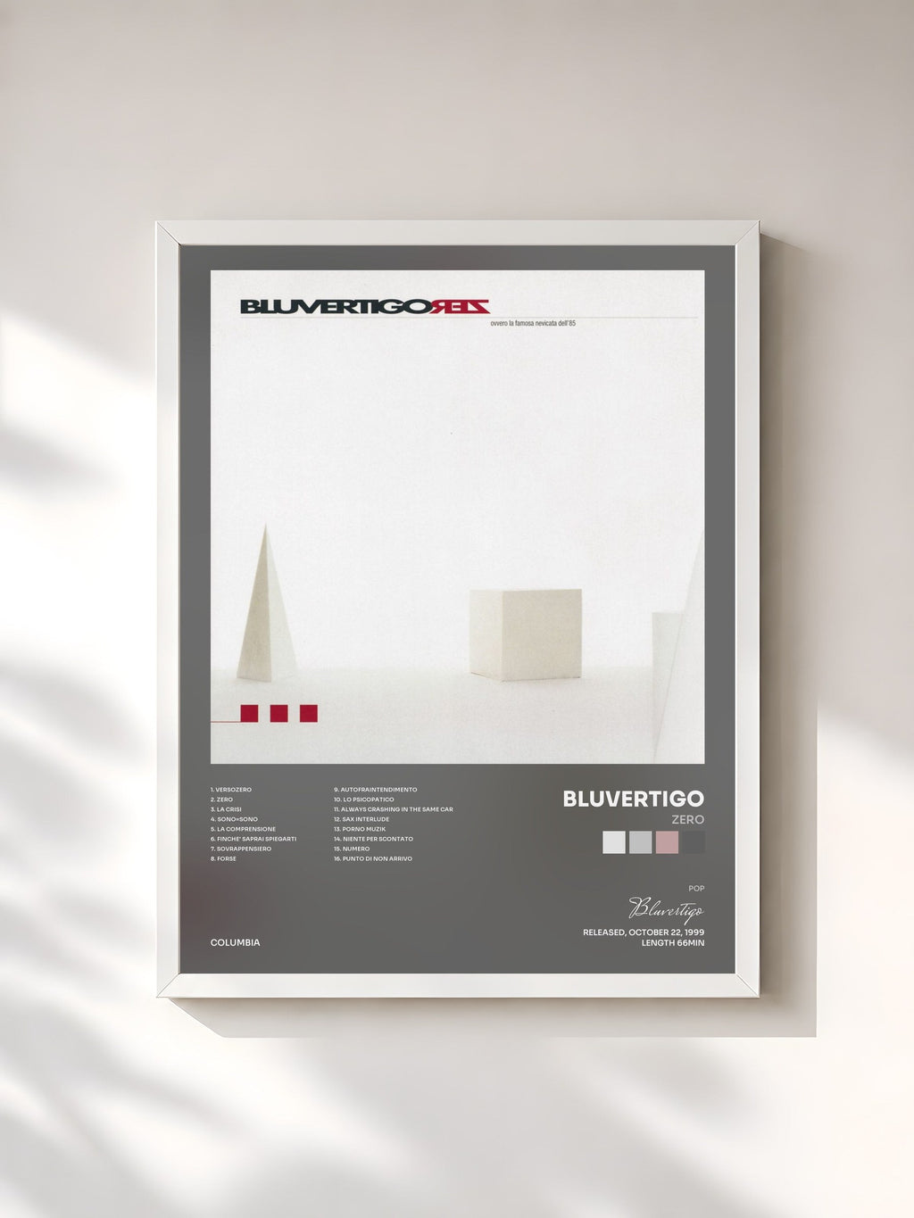 #blanc Zero by Bluvertigo as a framed art print, white frame, printed and framed in France