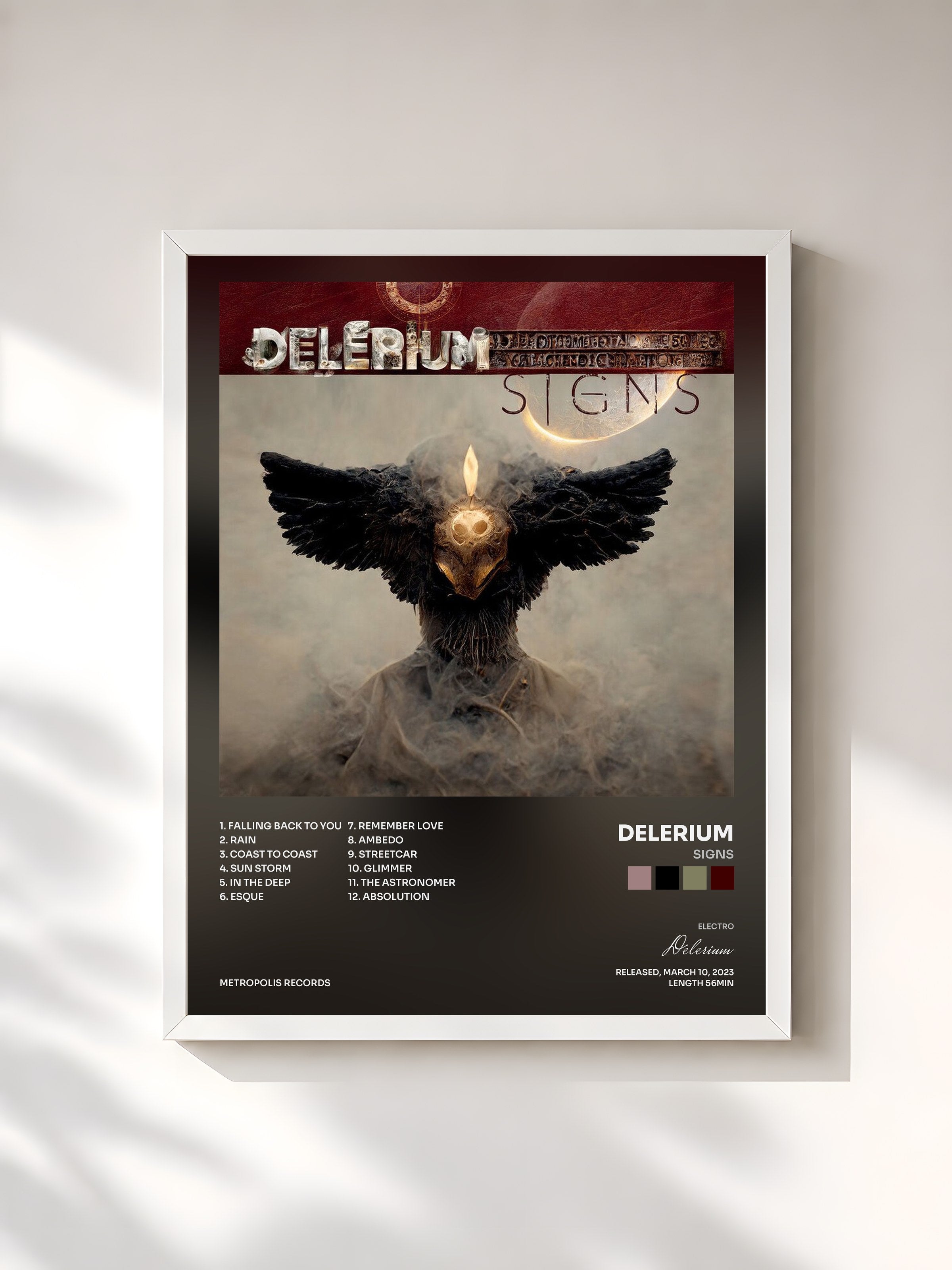 #blanc Tableau de l'album Signs de Delerium, cadre blanc, imprimé et encadré en France