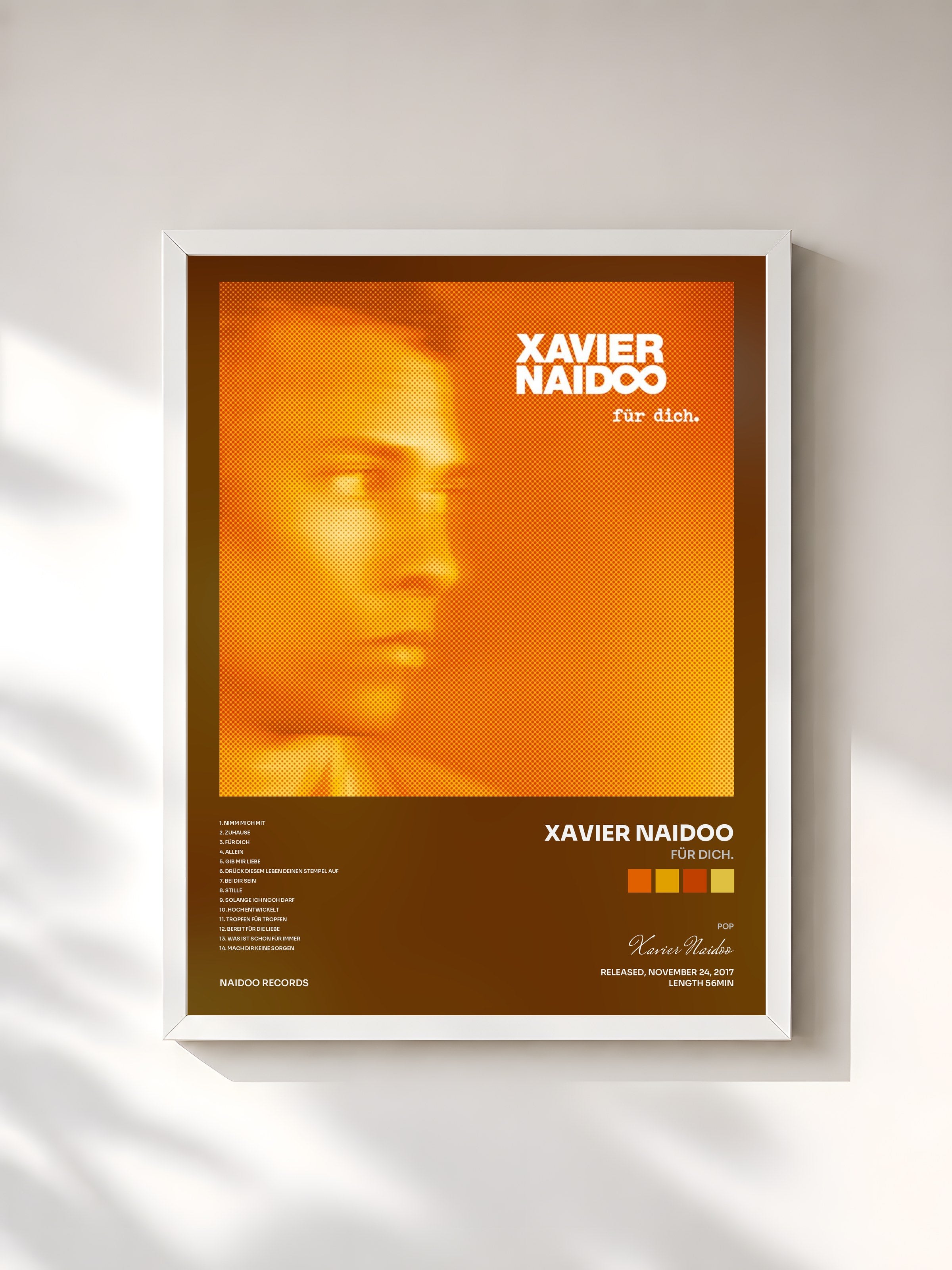 #blanc Tableau de l'album Für dich. de Xavier Naidoo, cadre blanc, imprimé et encadré en France
