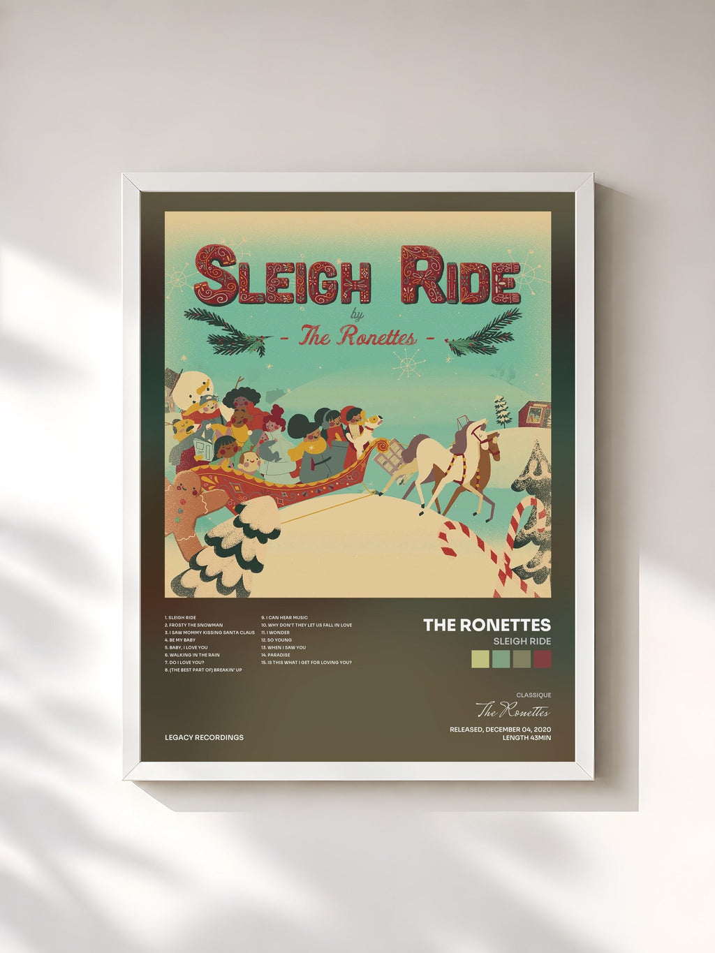 #blanc Sleigh Ride de The Ronettes en lámina enmarcada, marco blanco, impresa y enmarcada en Francia