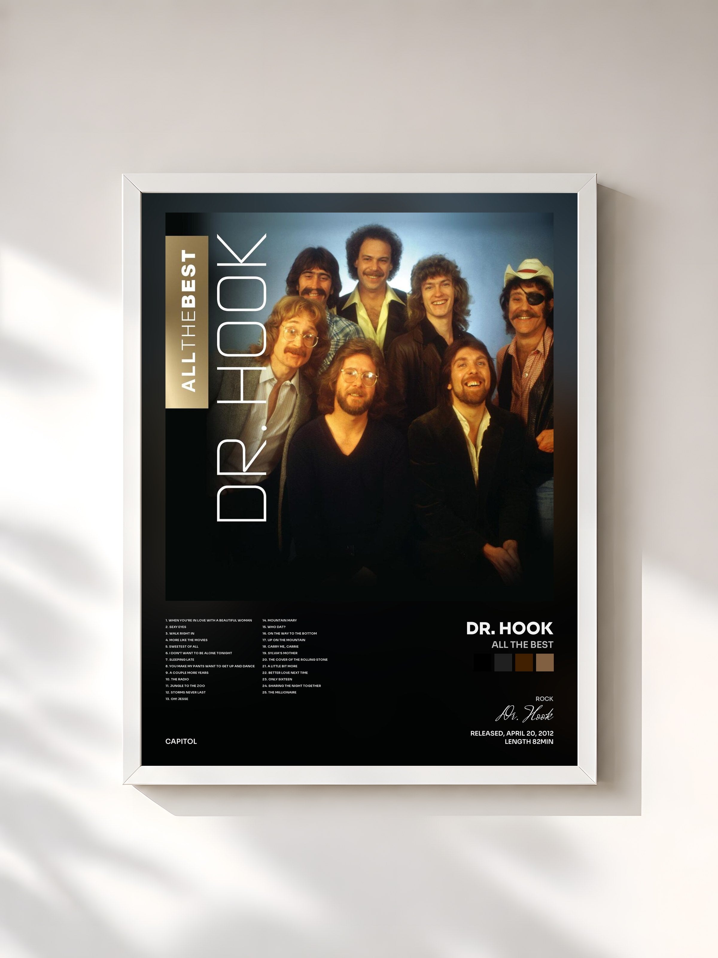 #blanc Tableau de l'album All The Best de Dr. Hook, cadre blanc, imprimé et encadré en France
