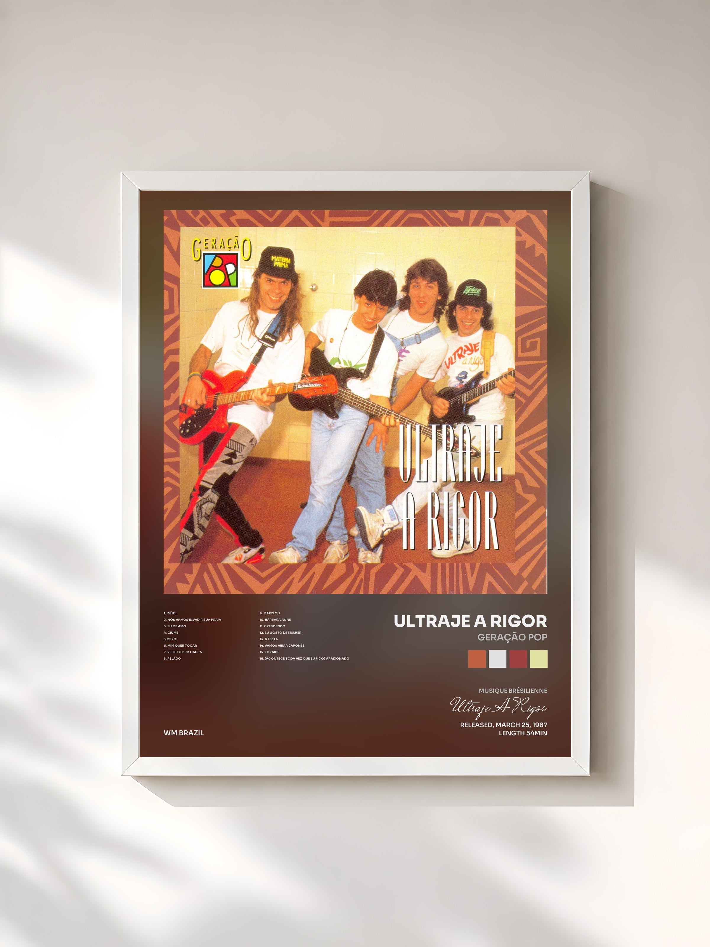 #blanc Tableau de l'album Geração Pop de Ultraje A Rigor, cadre blanc, imprimé et encadré en France