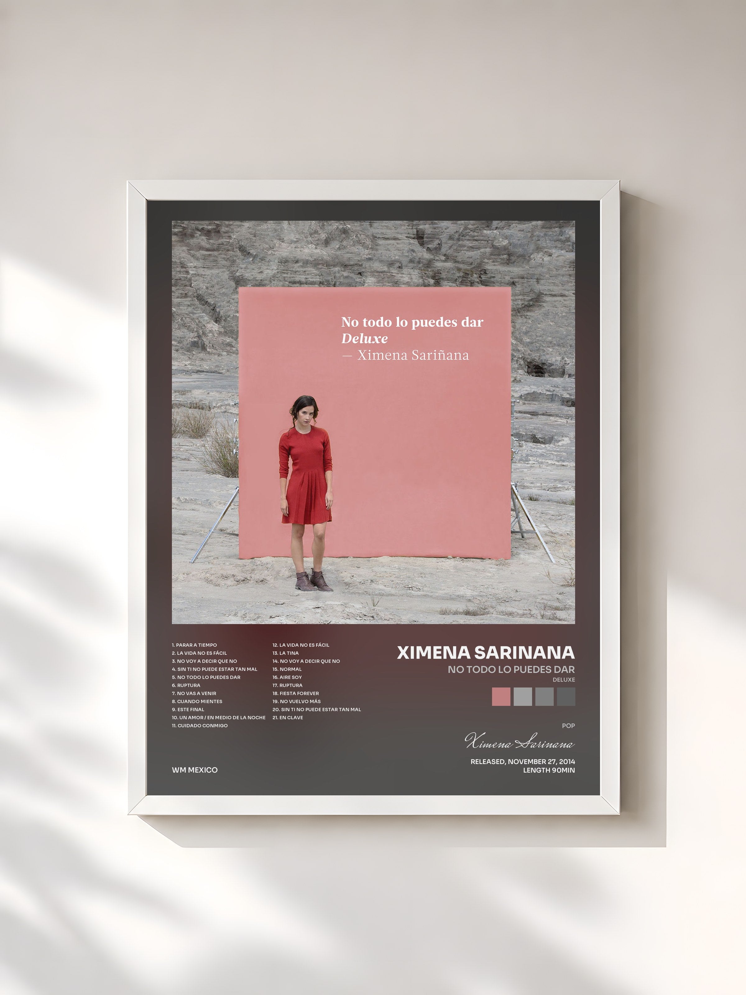 #blanc Tableau de l'album No todo lo puedes dar (Deluxe) de Ximena Sarinana, cadre blanc, imprimé et encadré en France