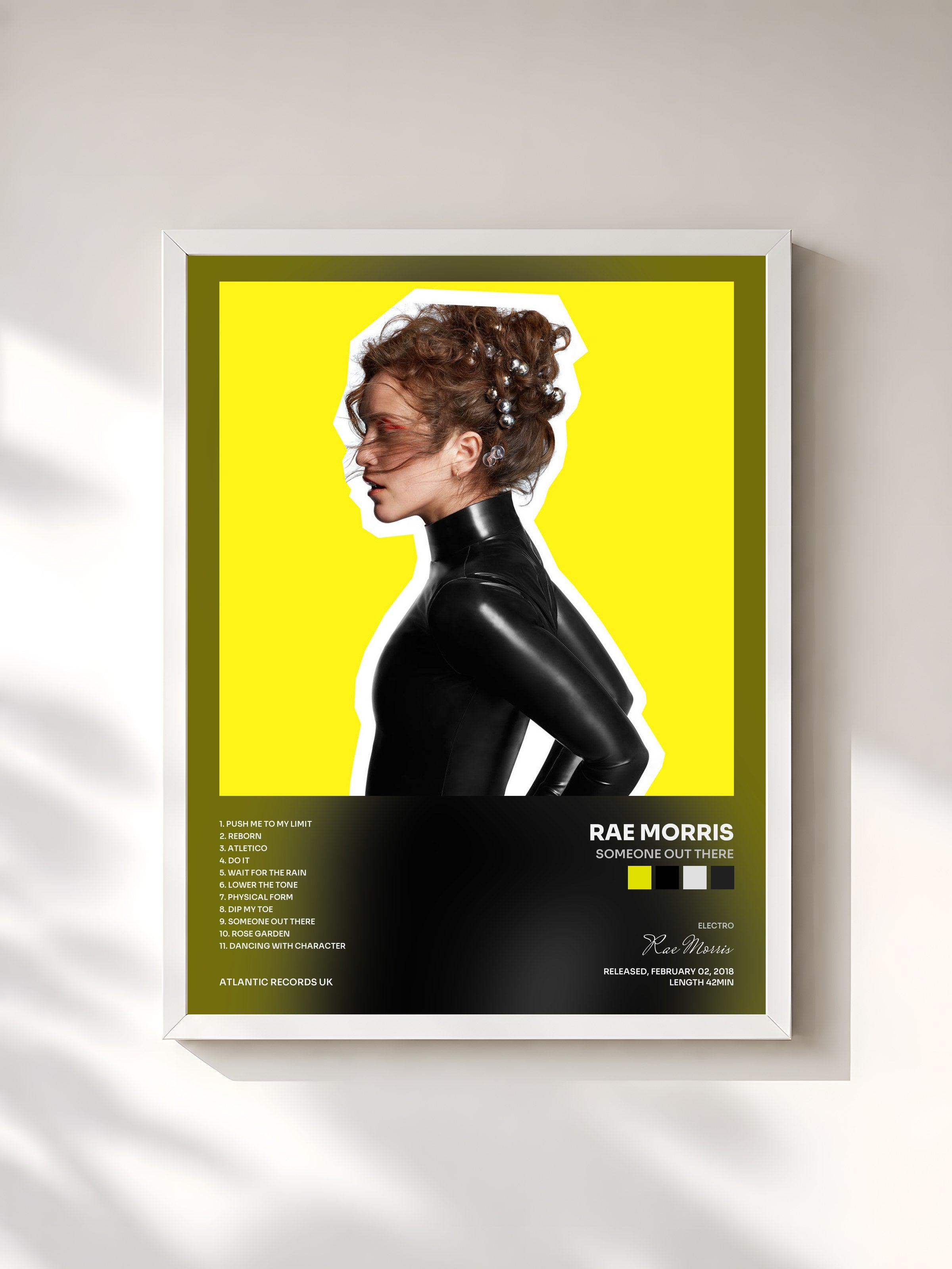 #blanc Tableau de l'album Someone Out There de Rae Morris, cadre blanc, imprimé et encadré en France