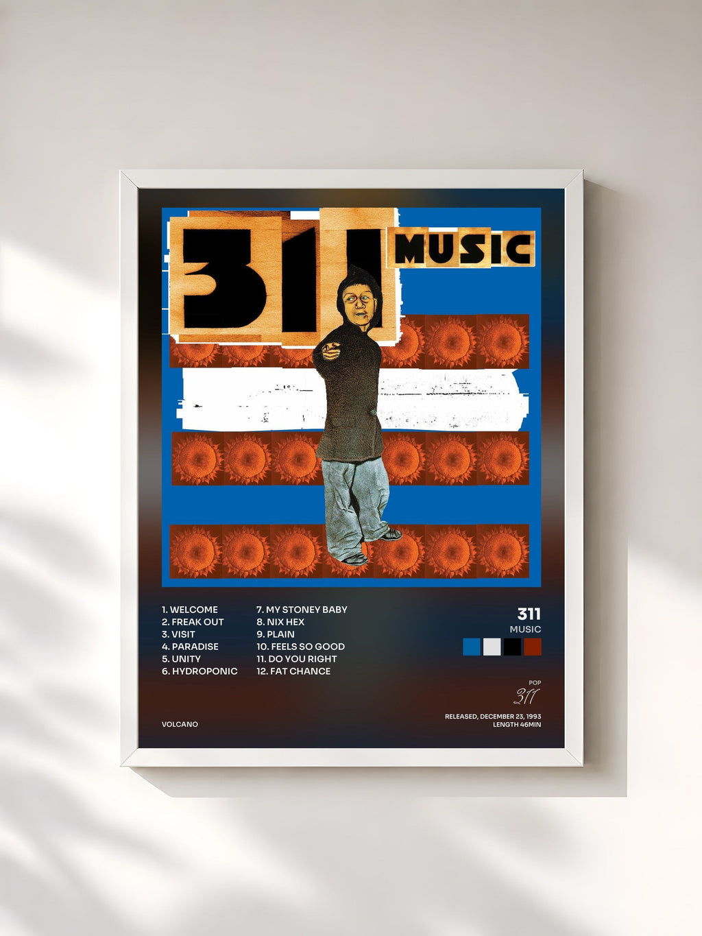 #blanc Music by 311 as a framed art print, white frame, printed and framed in France