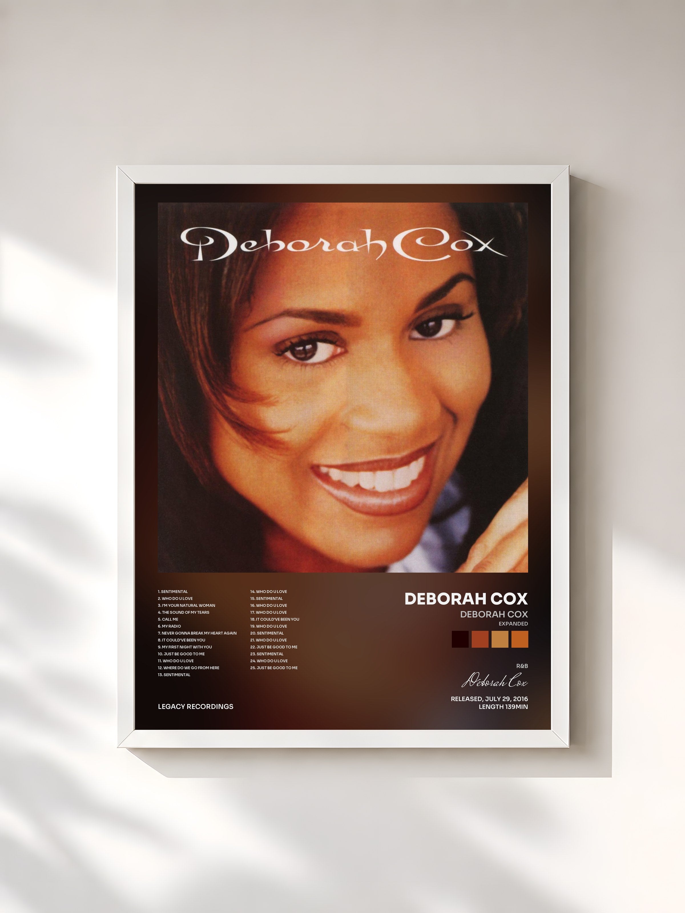 #blanc Tableau de l'album Deborah Cox (Expanded) de Deborah Cox, cadre blanc, imprimé et encadré en France