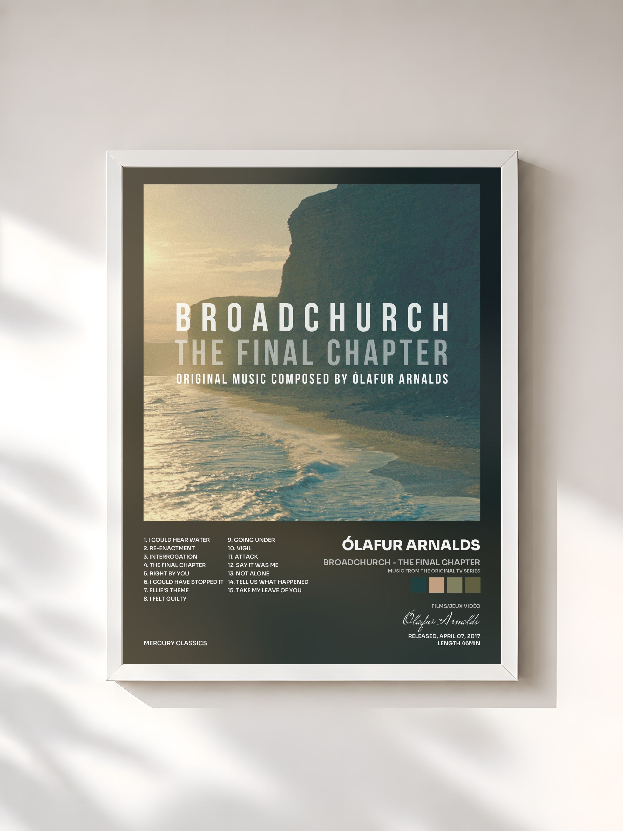 #blanc Tableau de l'album Broadchurch - The Final Chapter (Music From The Original TV Series) de Ólafur Arnalds, cadre blanc, imprimé et encadré en France