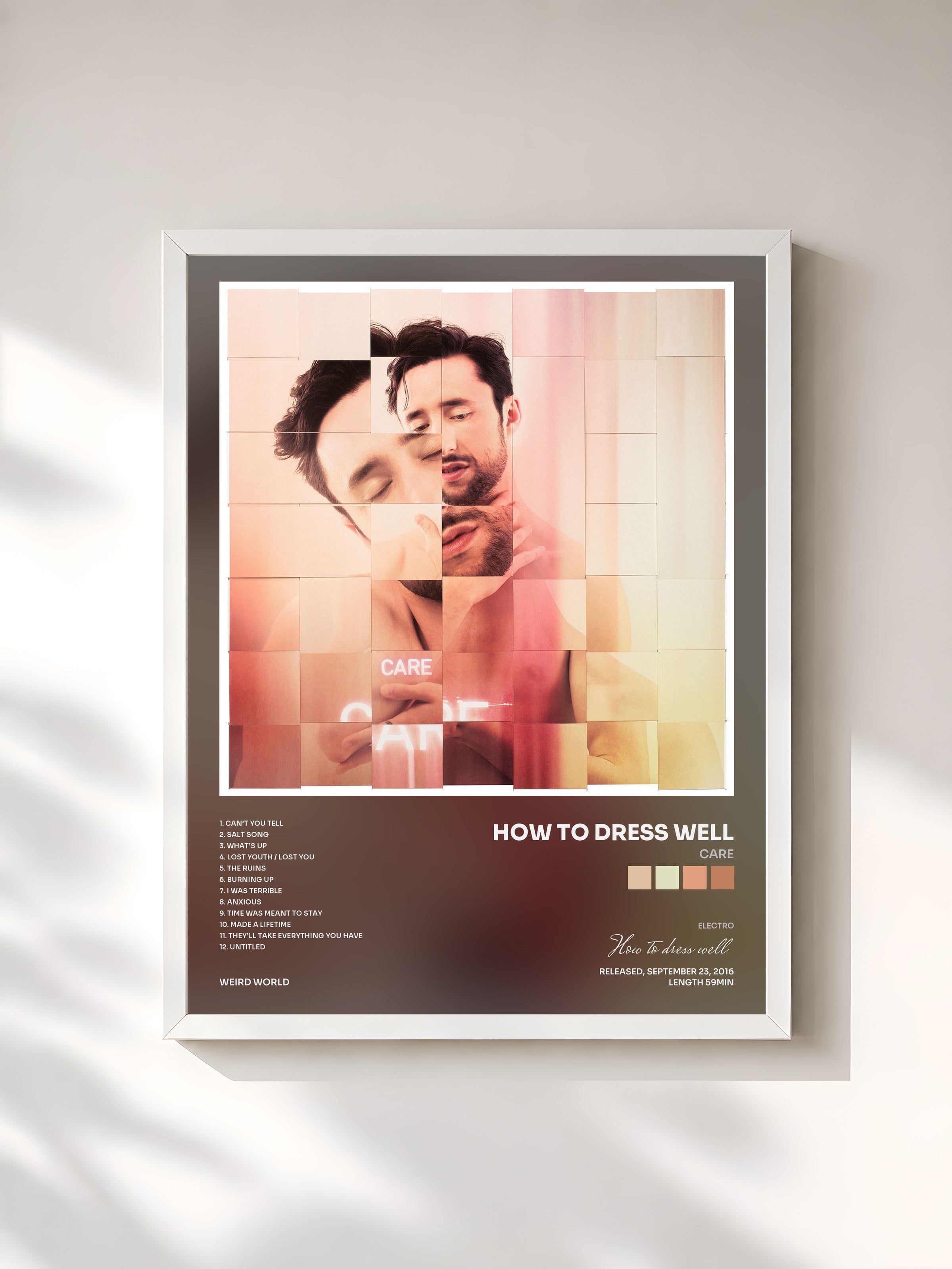 #blanc Tableau de l'album Care de How to dress well, cadre blanc, imprimé et encadré en France