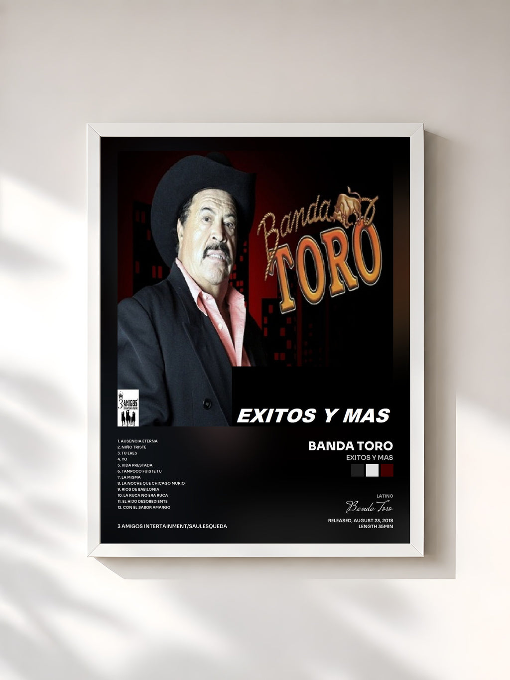 #blanc Tableau de l'album Exitos Y Mas de Banda Toro, cadre blanc, imprimé et encadré en France