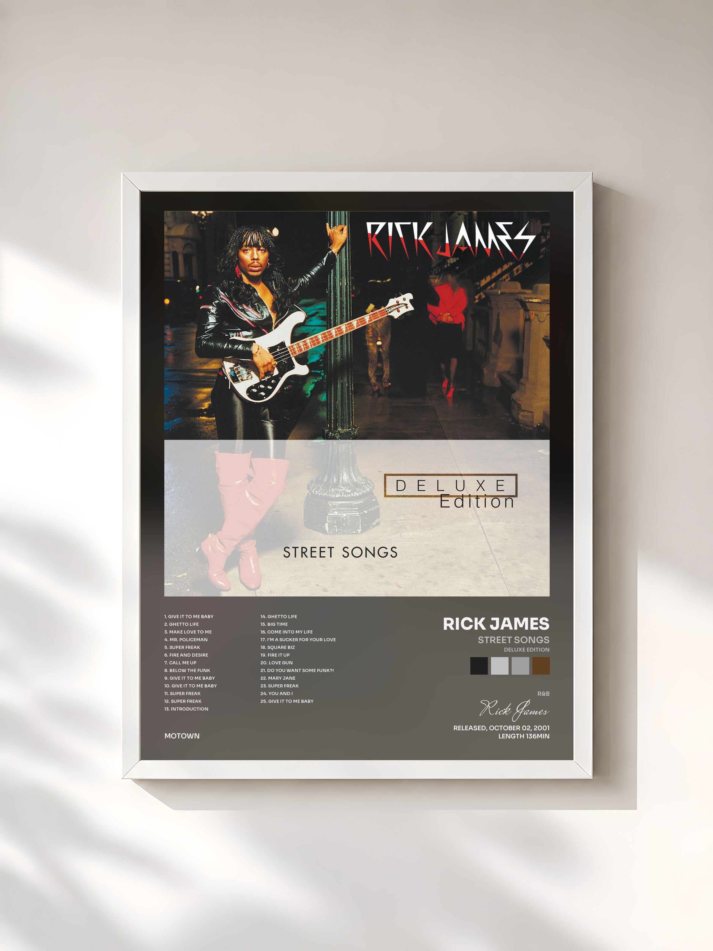 #blanc Tableau de l'album Street Songs (Deluxe Edition) de Rick James, cadre blanc, imprimé et encadré en France