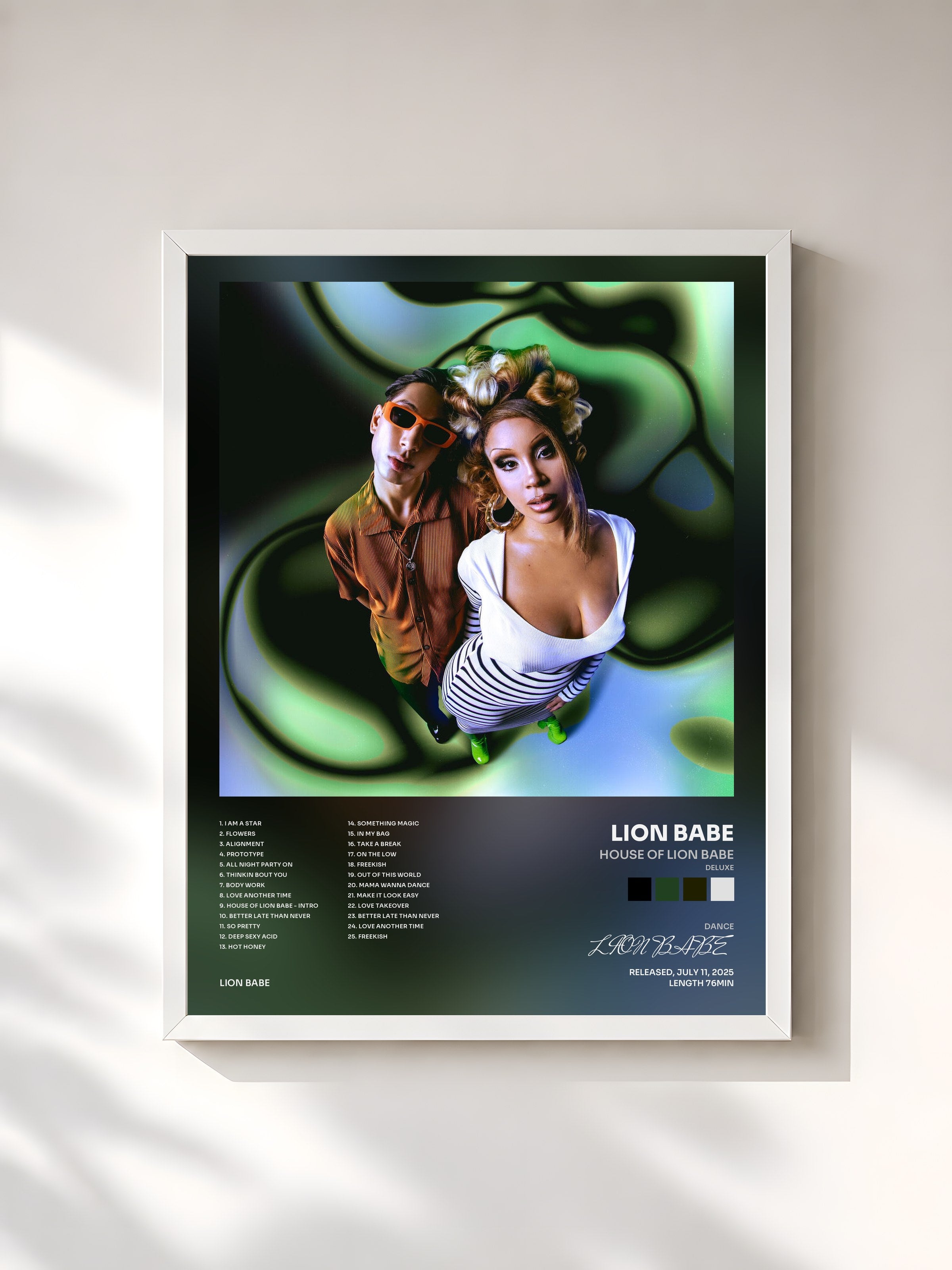 #blanc Tableau de l'album House of LION BABE (Deluxe) de LION BABE, cadre blanc, imprimé et encadré en France