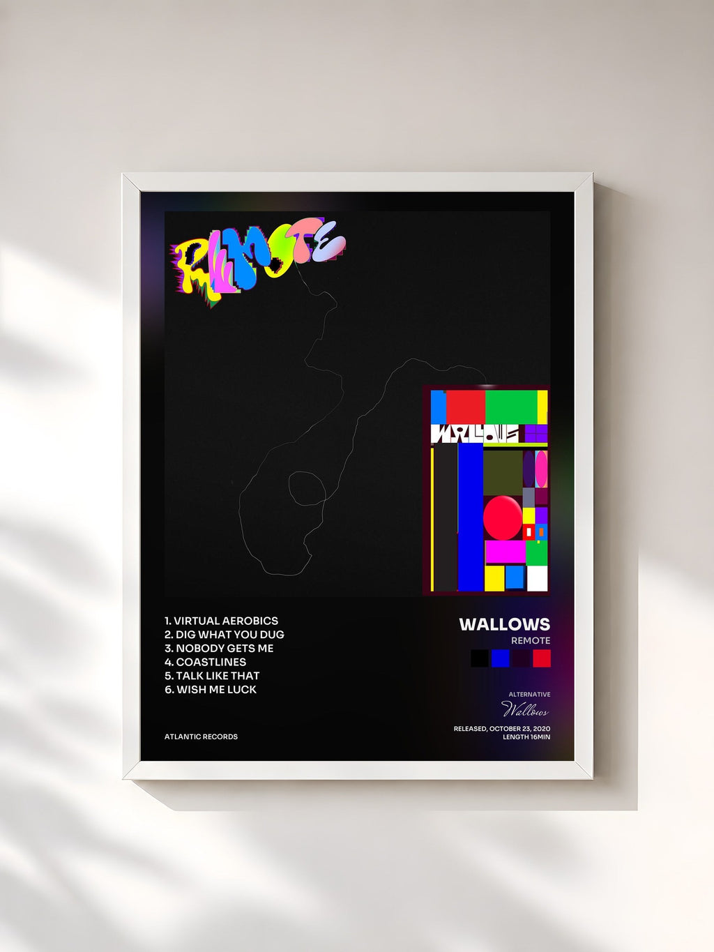 #blanc Remote by Wallows as a framed art print, white frame, printed and framed in France