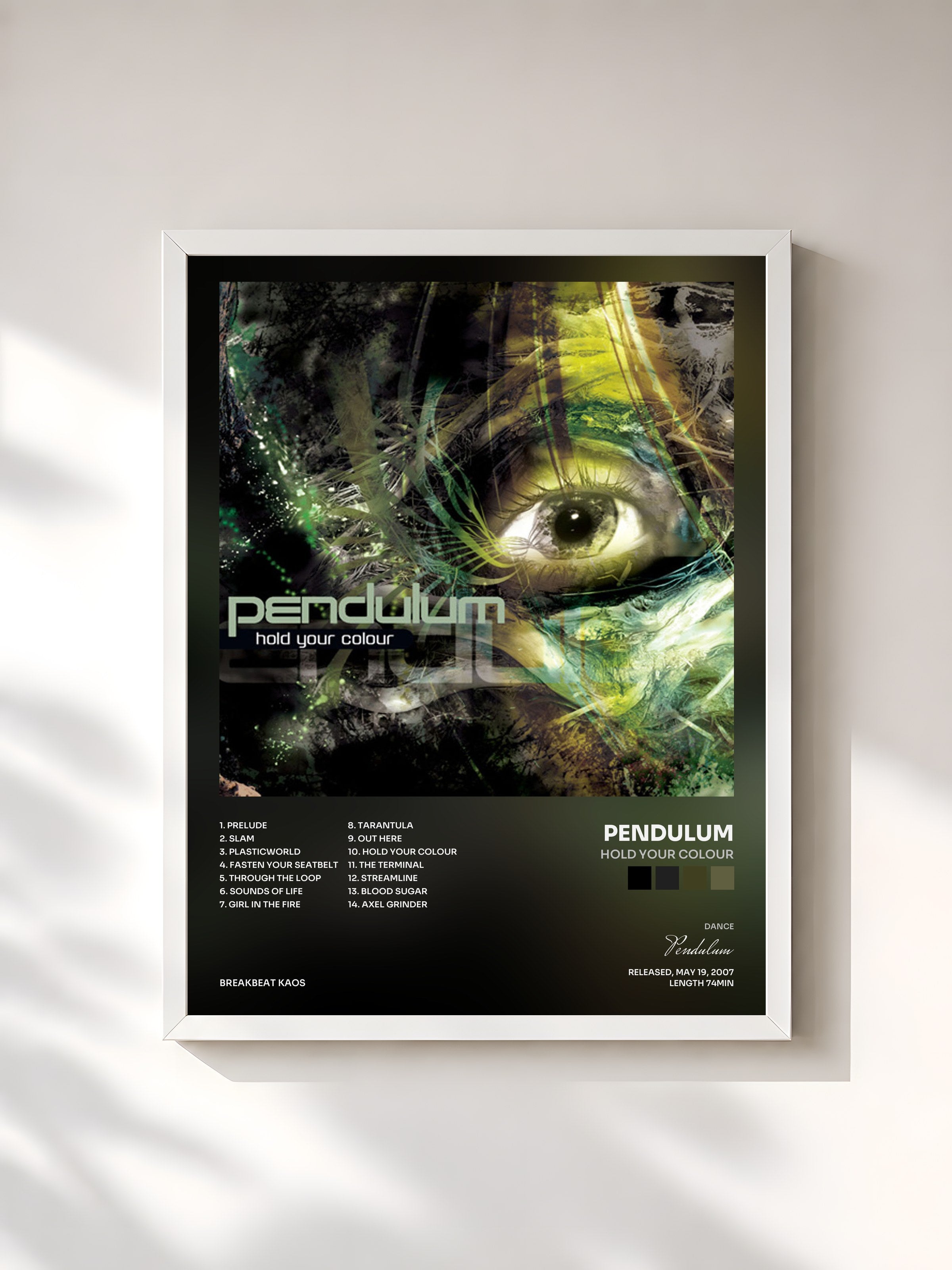 #blanc Tableau de l'album Hold Your Colour de Pendulum, cadre blanc, imprimé et encadré en France