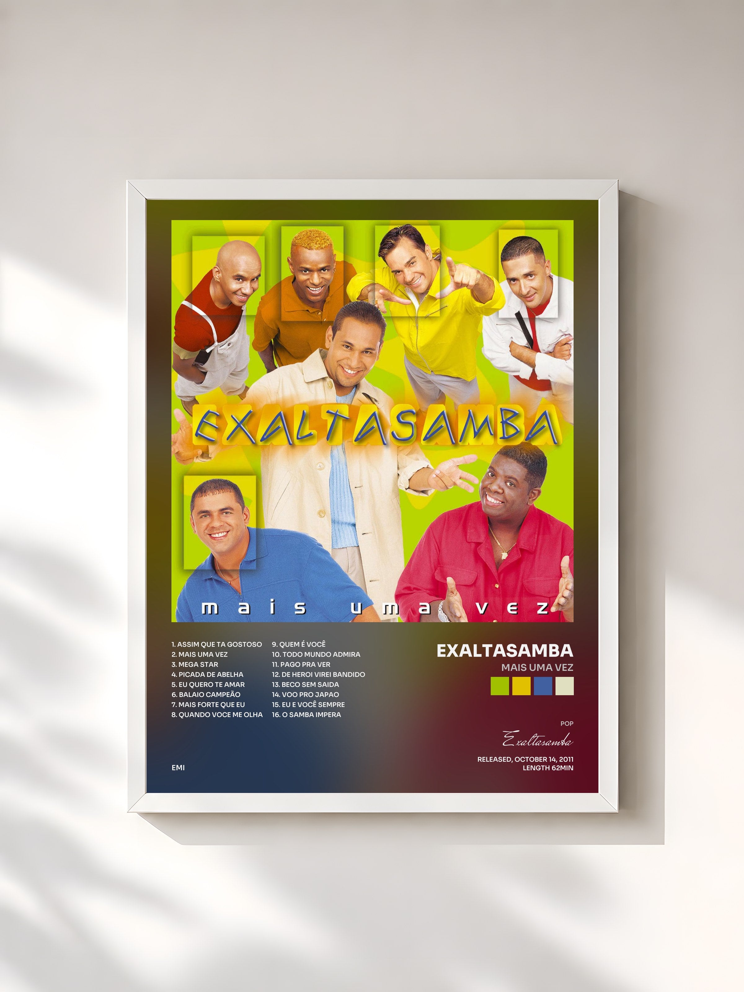 #blanc Tableau de l'album Mais Uma Vez de Exaltasamba, cadre blanc, imprimé et encadré en France