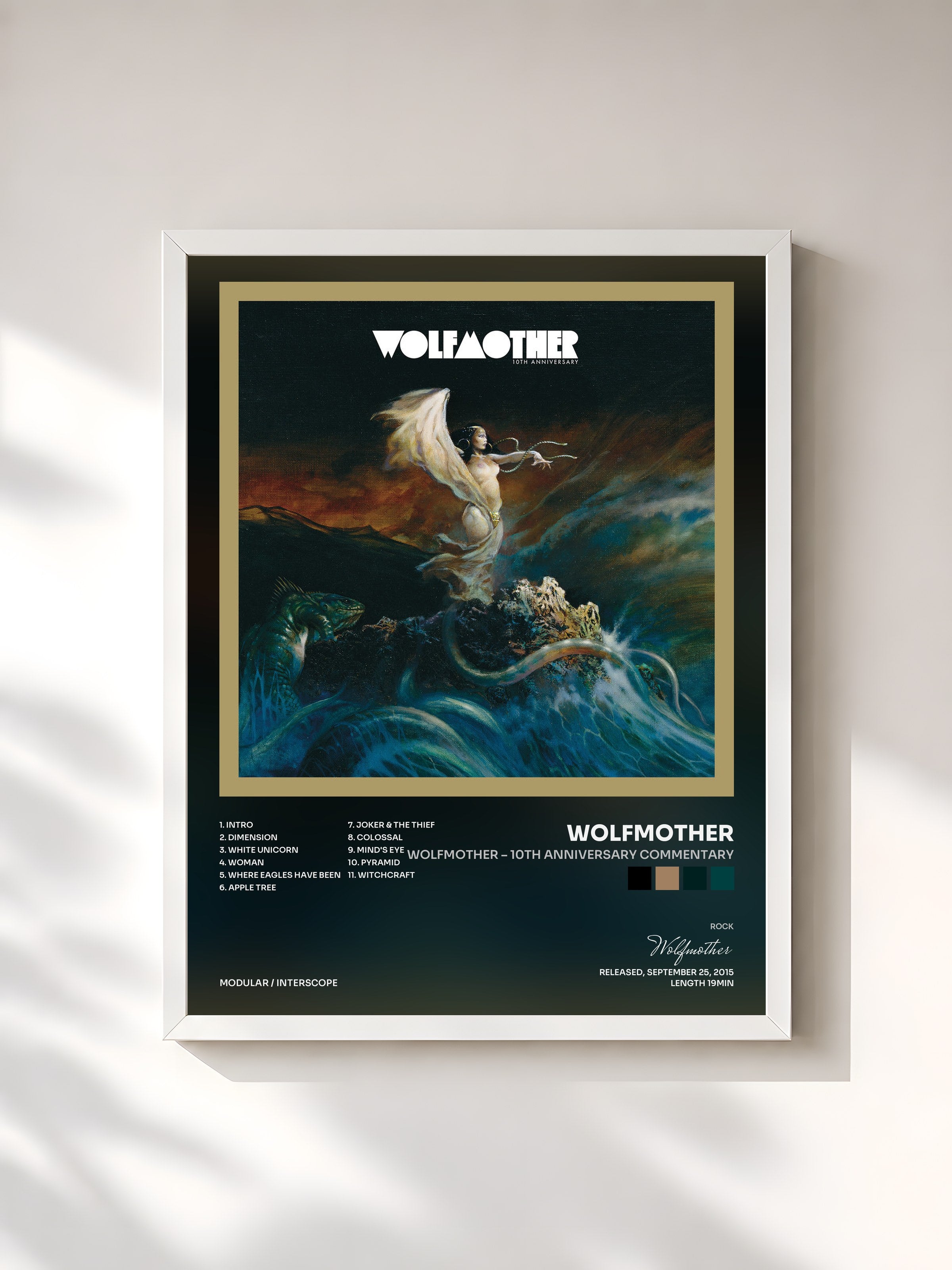 #blanc Tableau de l'album Wolfmother – 10th Anniversary Commentary de Wolfmother, cadre blanc, imprimé et encadré en France