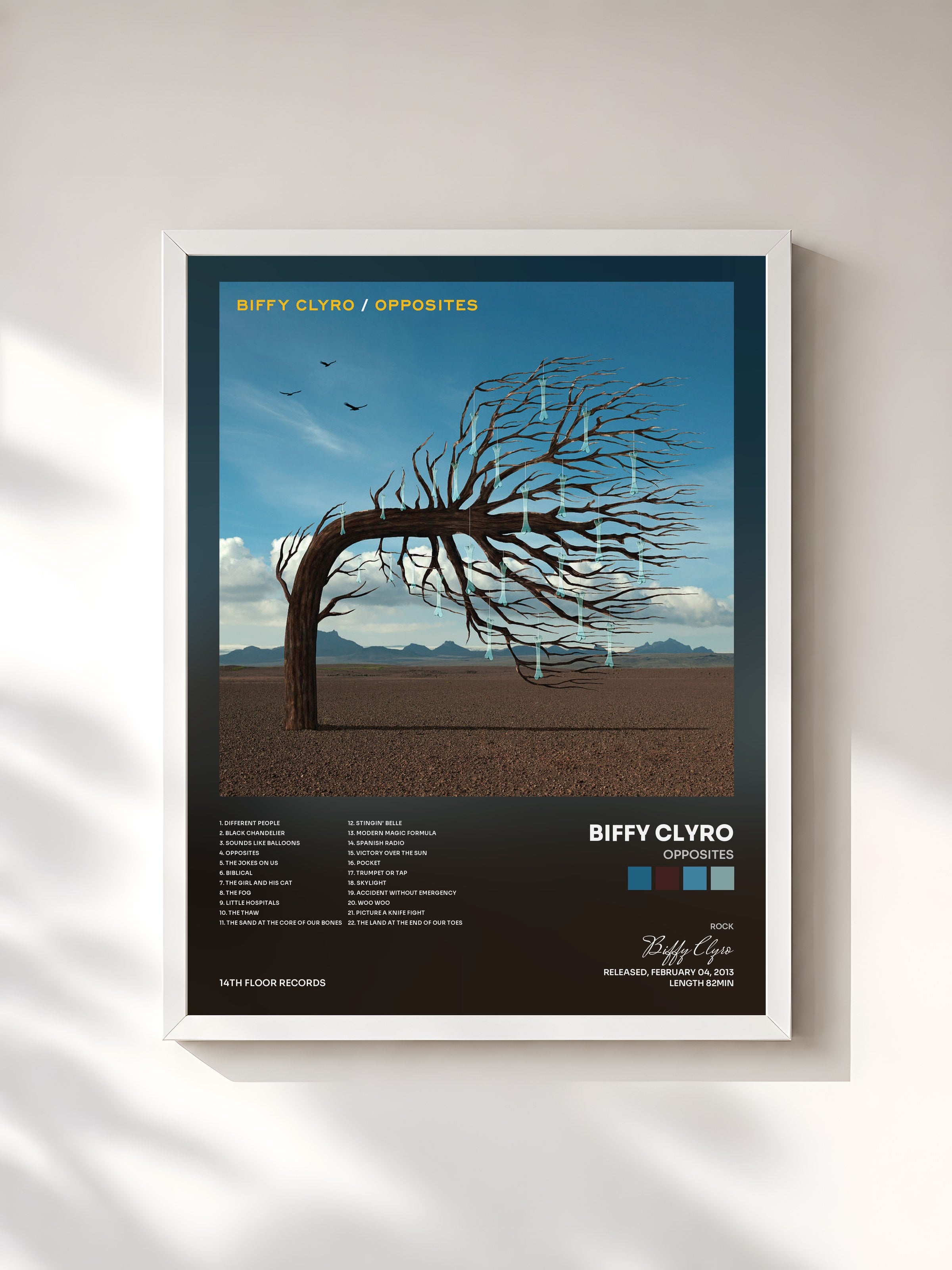 #blanc Tableau de l'album Opposites de Biffy Clyro, cadre blanc, imprimé et encadré en France
