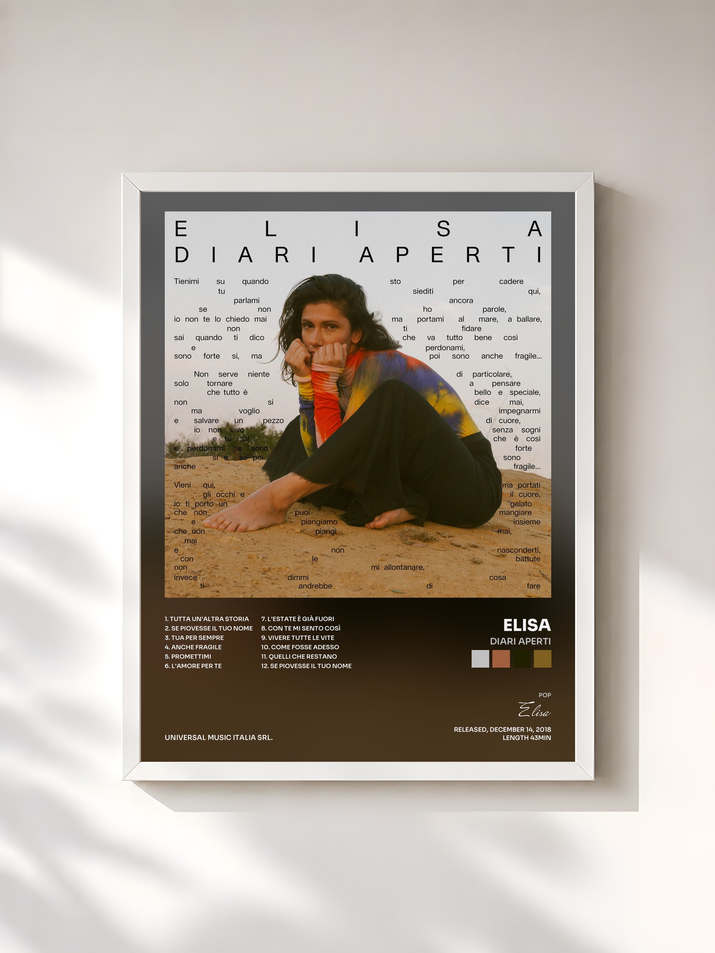 #blanc Tableau de l'album Diari Aperti de Elisa, cadre blanc, imprimé et encadré en France