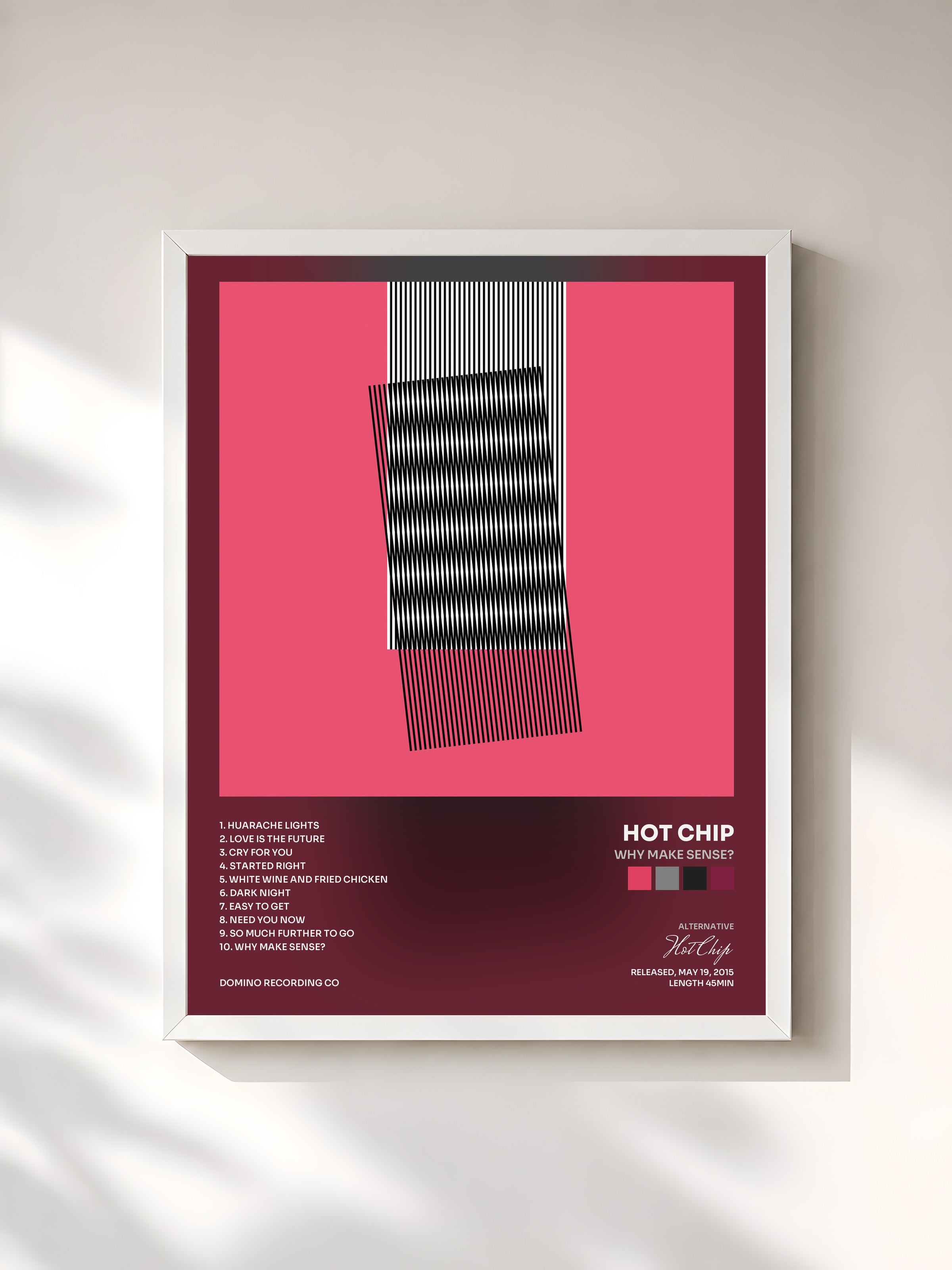 #blanc Tableau de l'album Why Make Sense? de Hot Chip, cadre blanc, imprimé et encadré en France