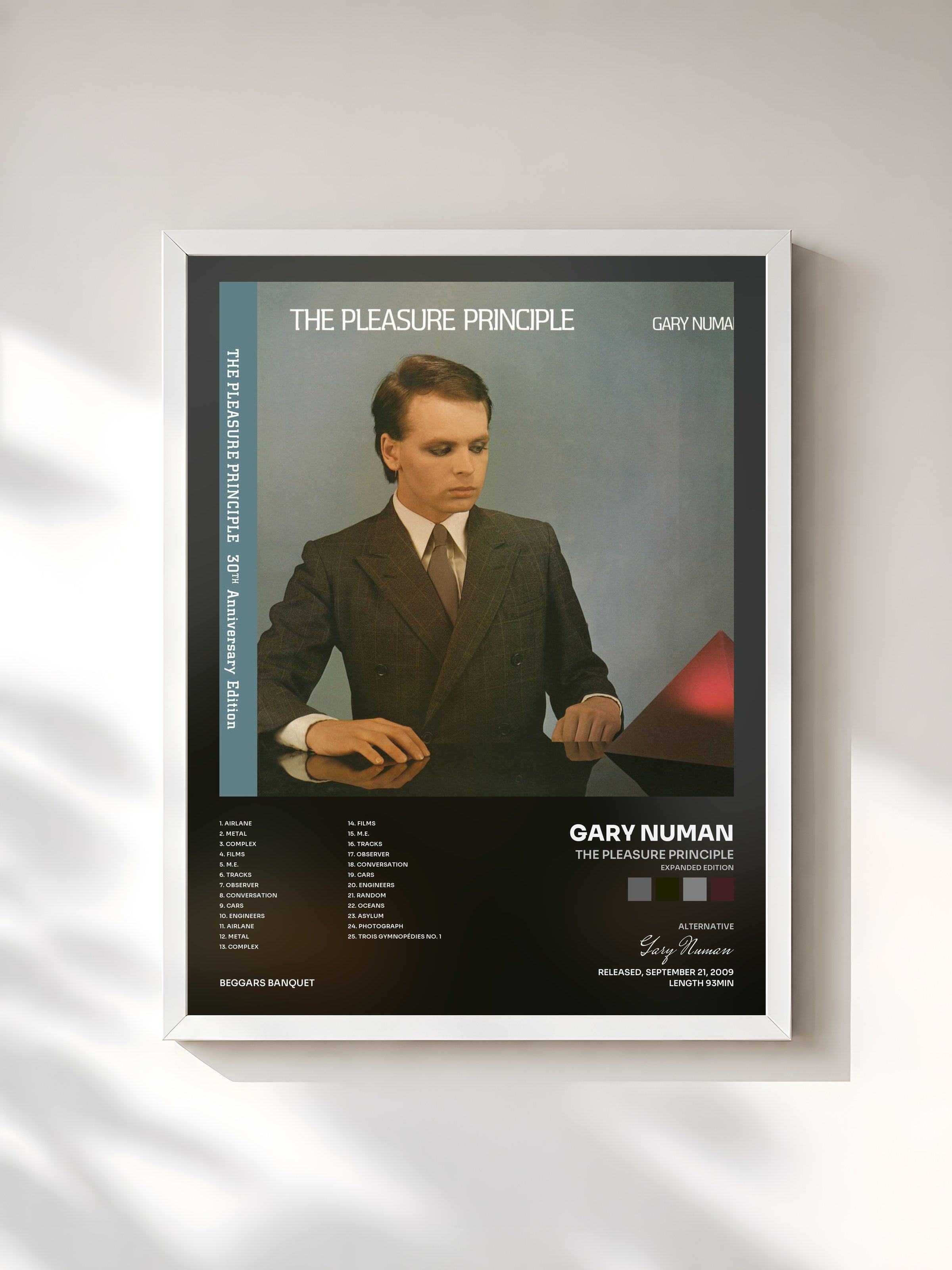 #blanc Tableau de l'album The Pleasure Principle (Expanded Edition) de Gary Numan, cadre blanc, imprimé et encadré en France
