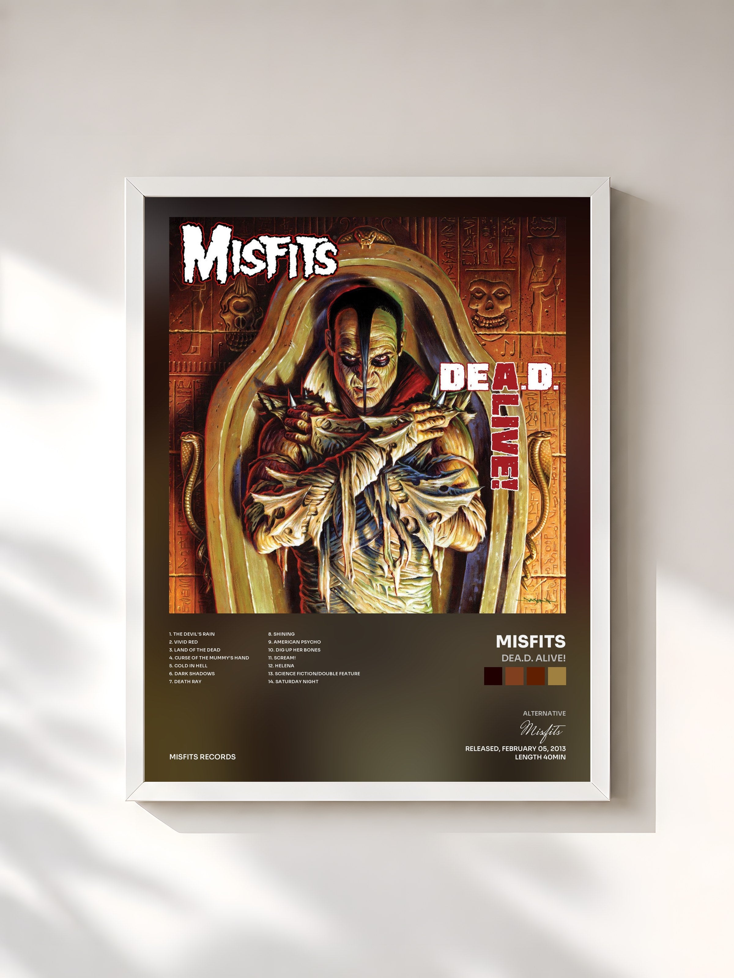 #blanc Tableau de l'album DeA.D. Alive! de Misfits, cadre blanc, imprimé et encadré en France
