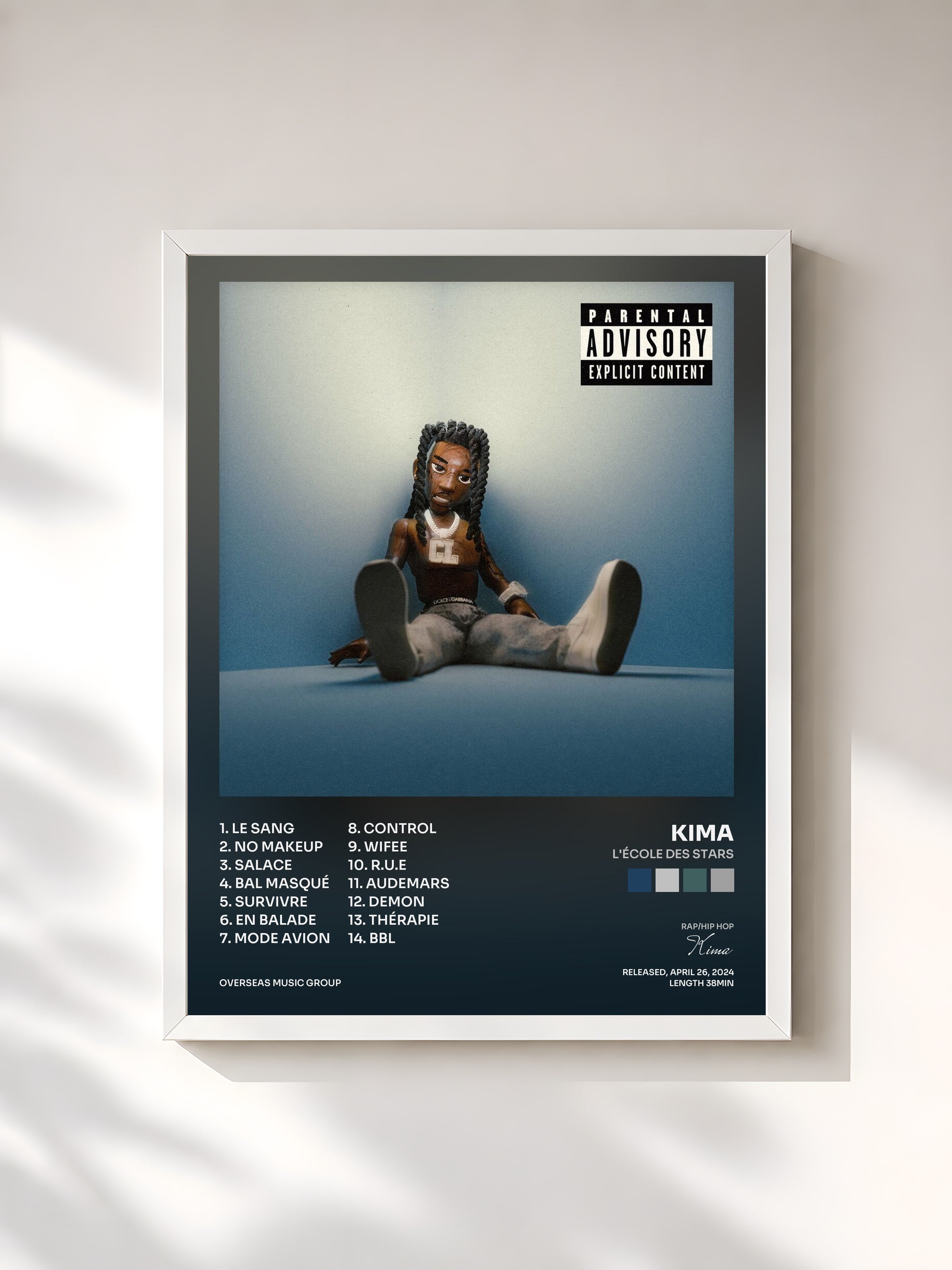 #blanc Tableau de l'album L'école des Stars de Kima, cadre blanc, imprimé et encadré en France
