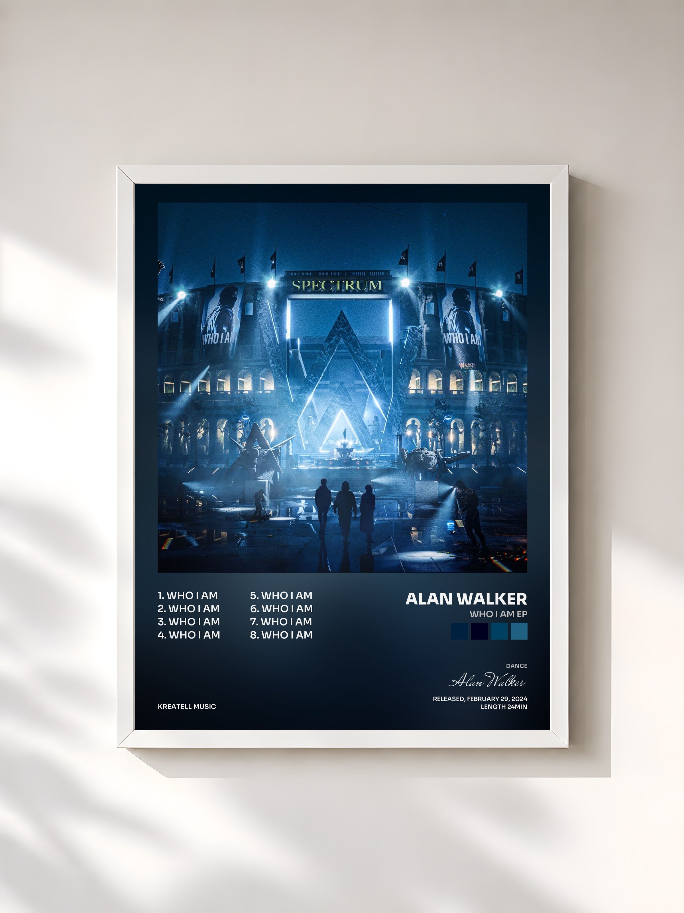 #blanc Tableau de l'album Who I Am EP de Alan Walker, cadre blanc, imprimé et encadré en France