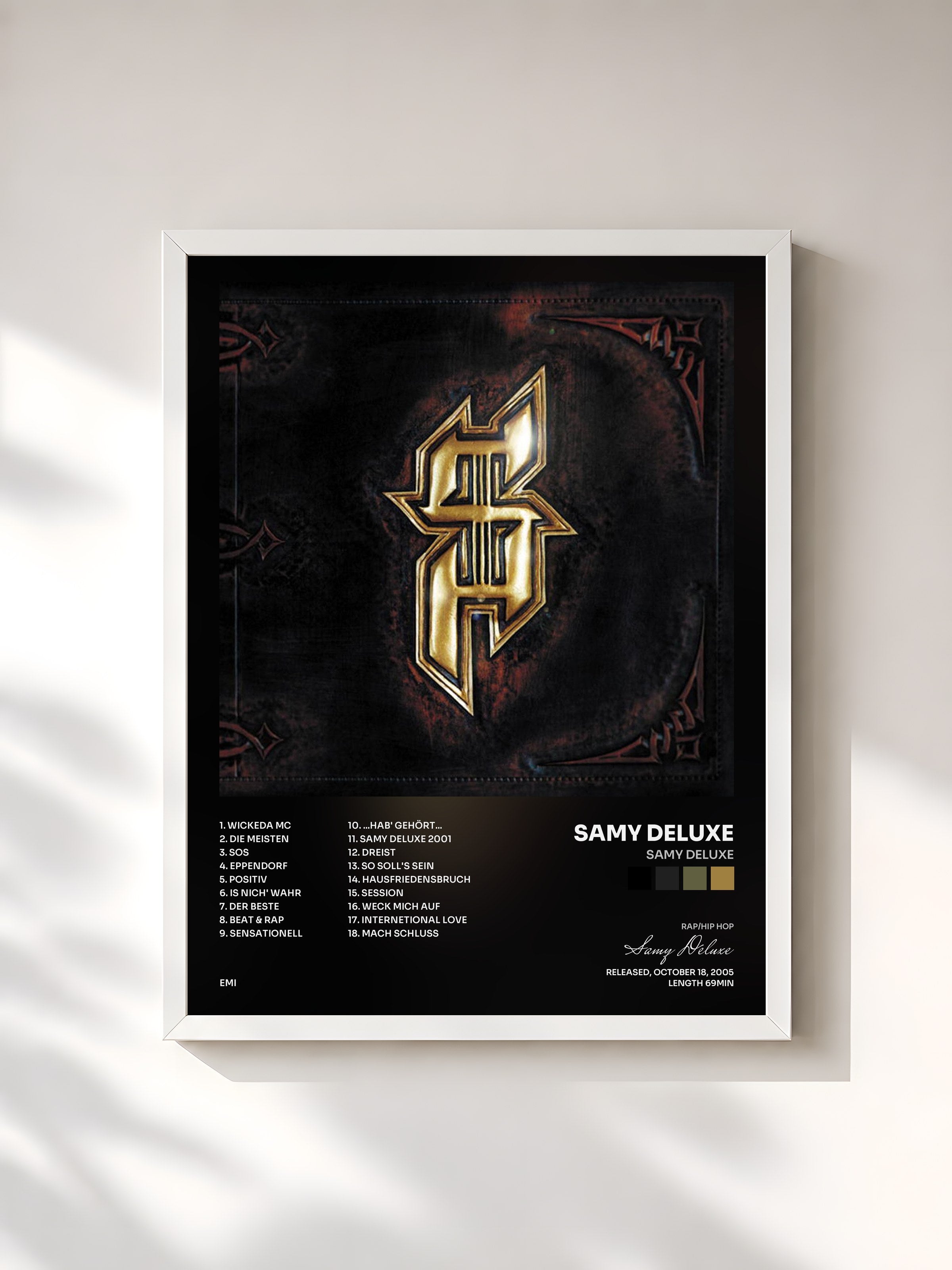 #blanc Tableau de l'album Samy Deluxe de Samy Deluxe, cadre blanc, imprimé et encadré en France