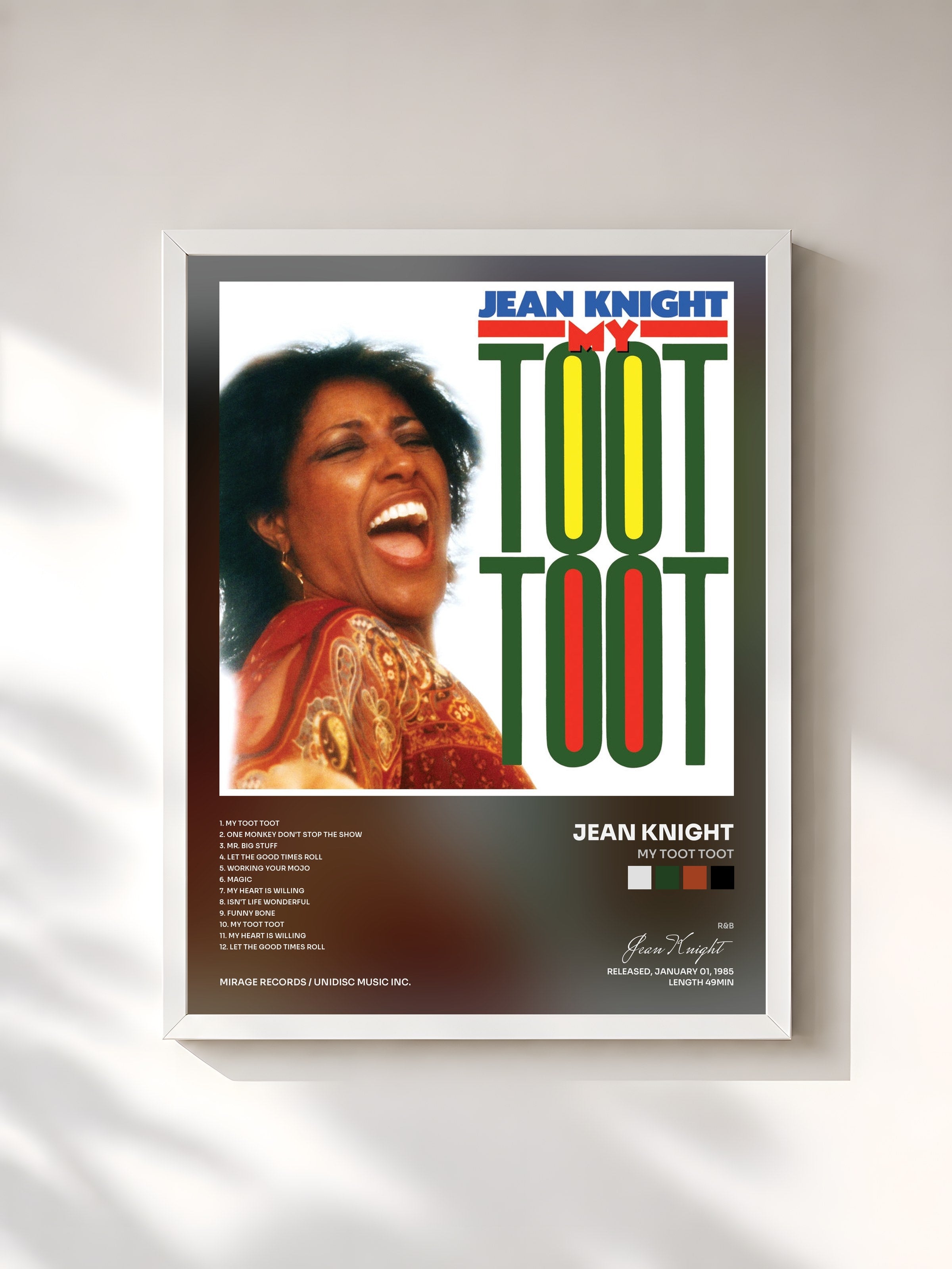 #blanc Tableau de l'album My Toot Toot de Jean Knight, cadre blanc, imprimé et encadré en France