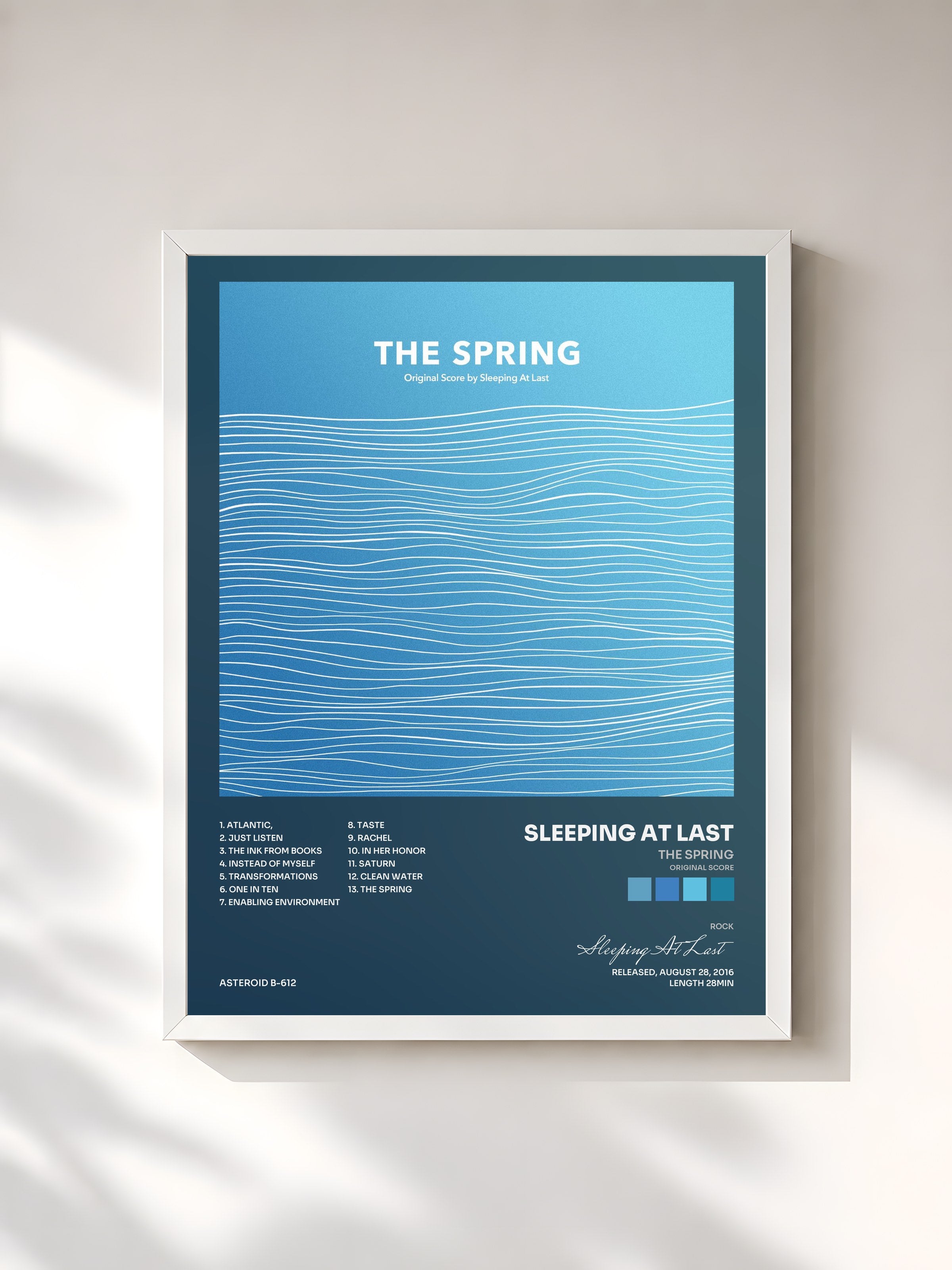 #blanc Tableau de l'album The Spring (Original Score) de Sleeping At Last, cadre blanc, imprimé et encadré en France