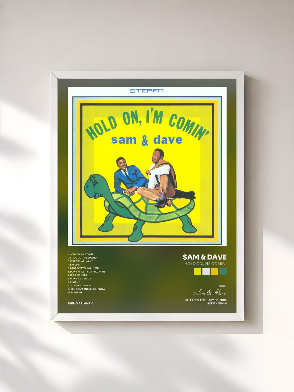 #blanc Hold On, I'm Comin' von Sam & Dave als gerahmter Kunstdruck, weißer Rahmen, gedruckt und gerahmt in Frankreich