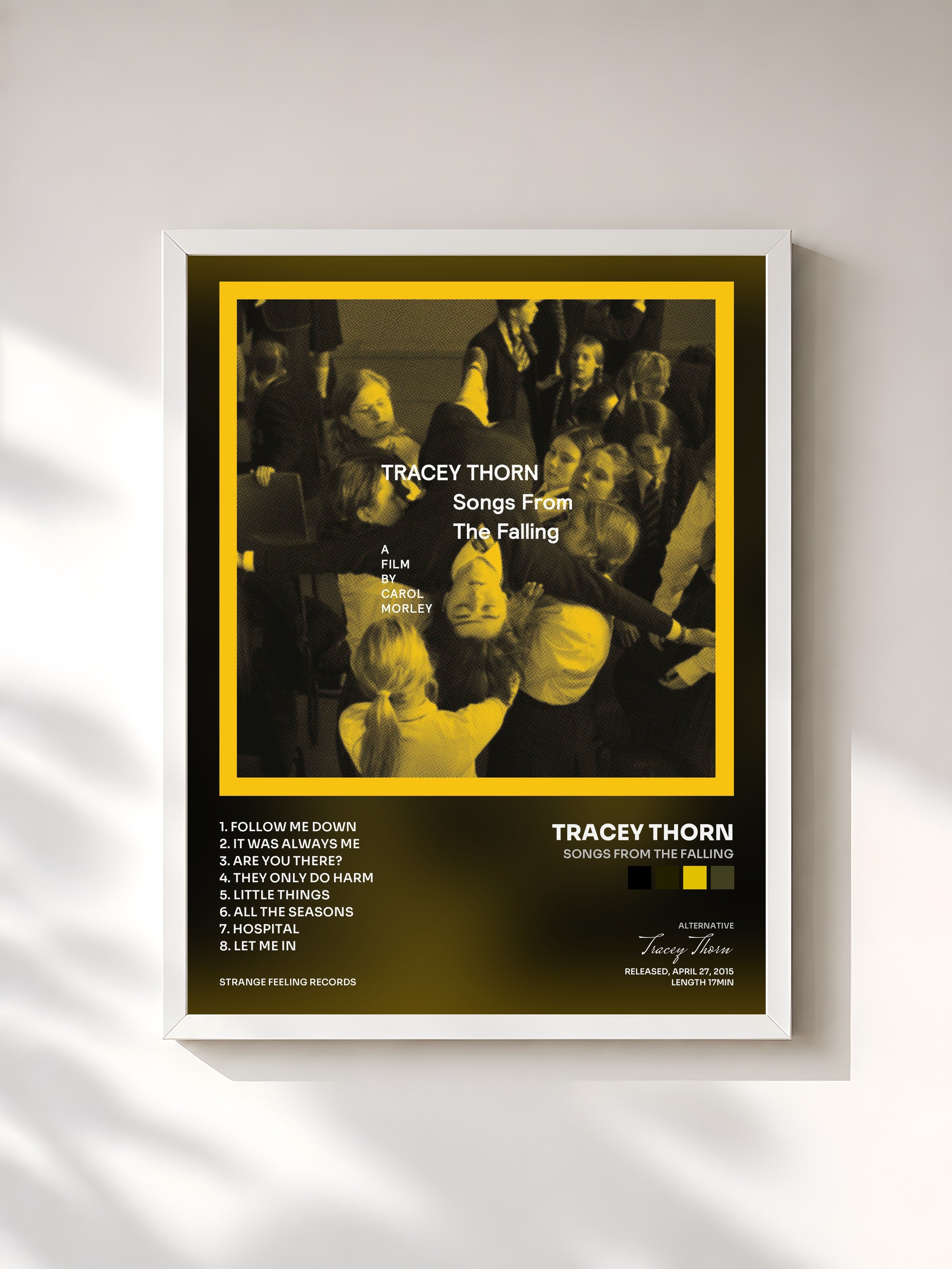 #blanc Tableau de l'album Songs from the Falling de Tracey Thorn, cadre blanc, imprimé et encadré en France