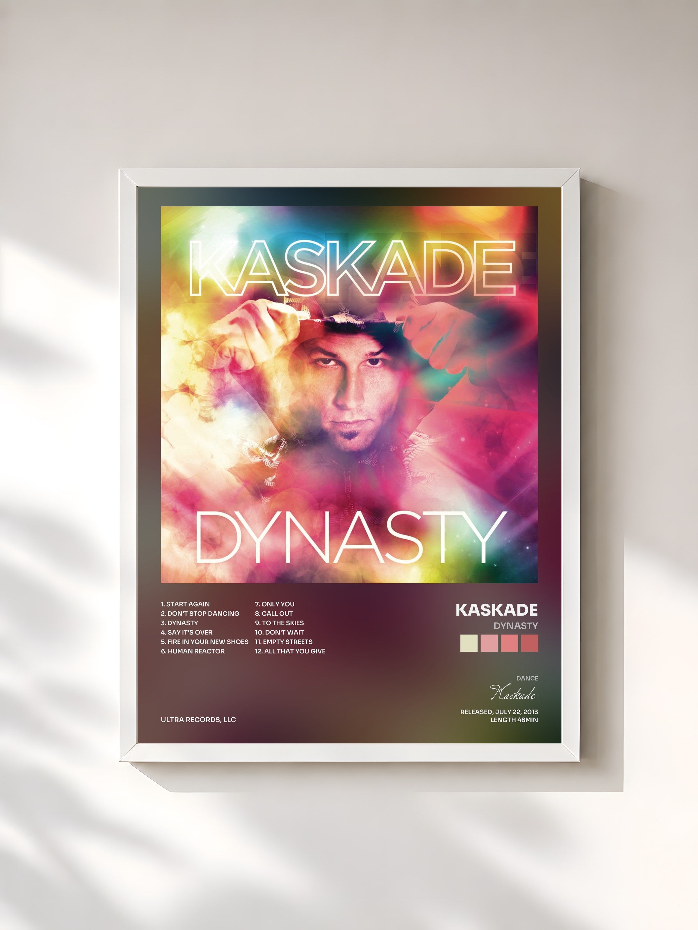 #blanc Tableau de l'album Dynasty de Kaskade, cadre blanc, imprimé et encadré en France