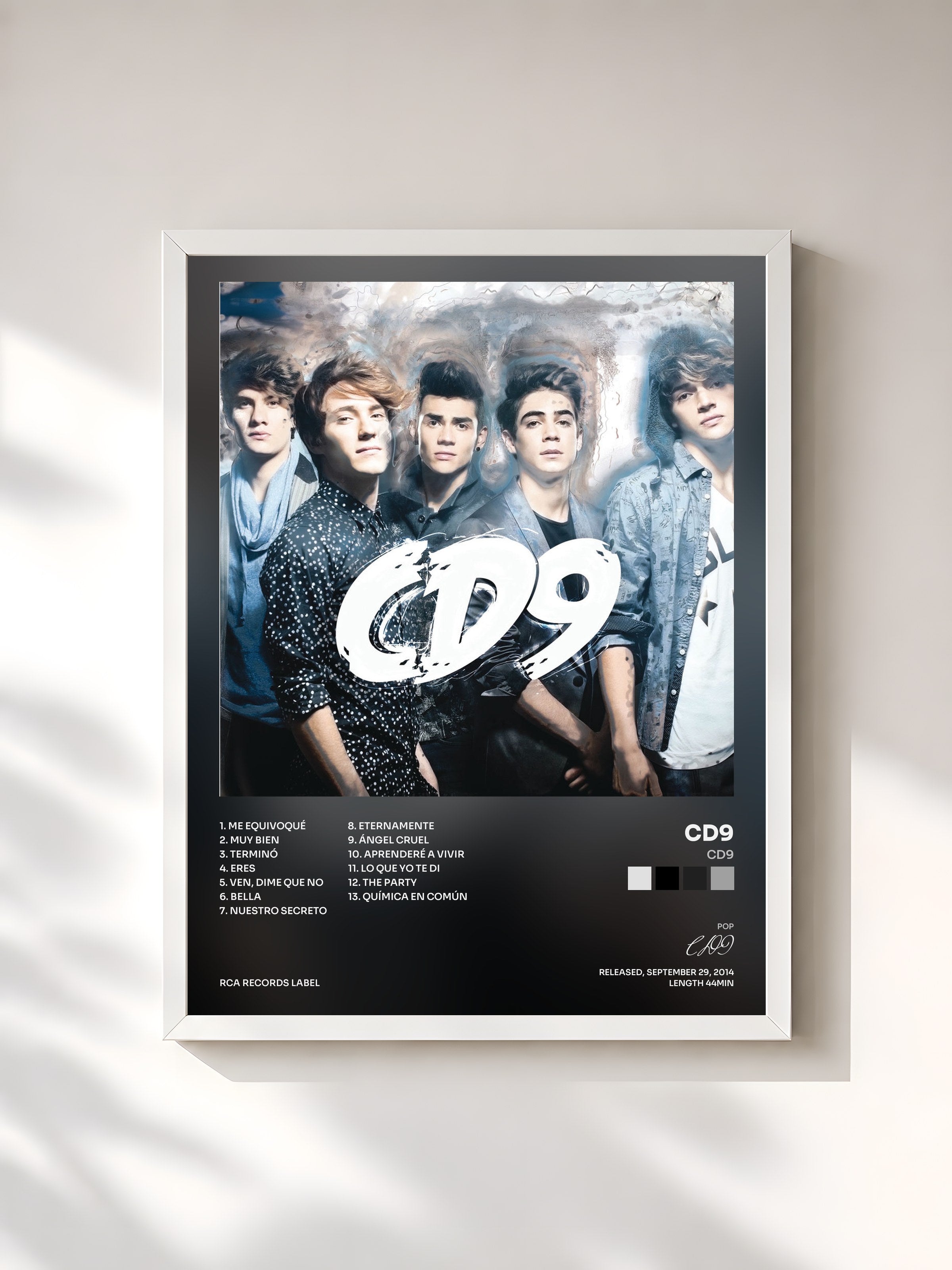 #blanc Tableau de l'album CD9 de CD9, cadre blanc, imprimé et encadré en France