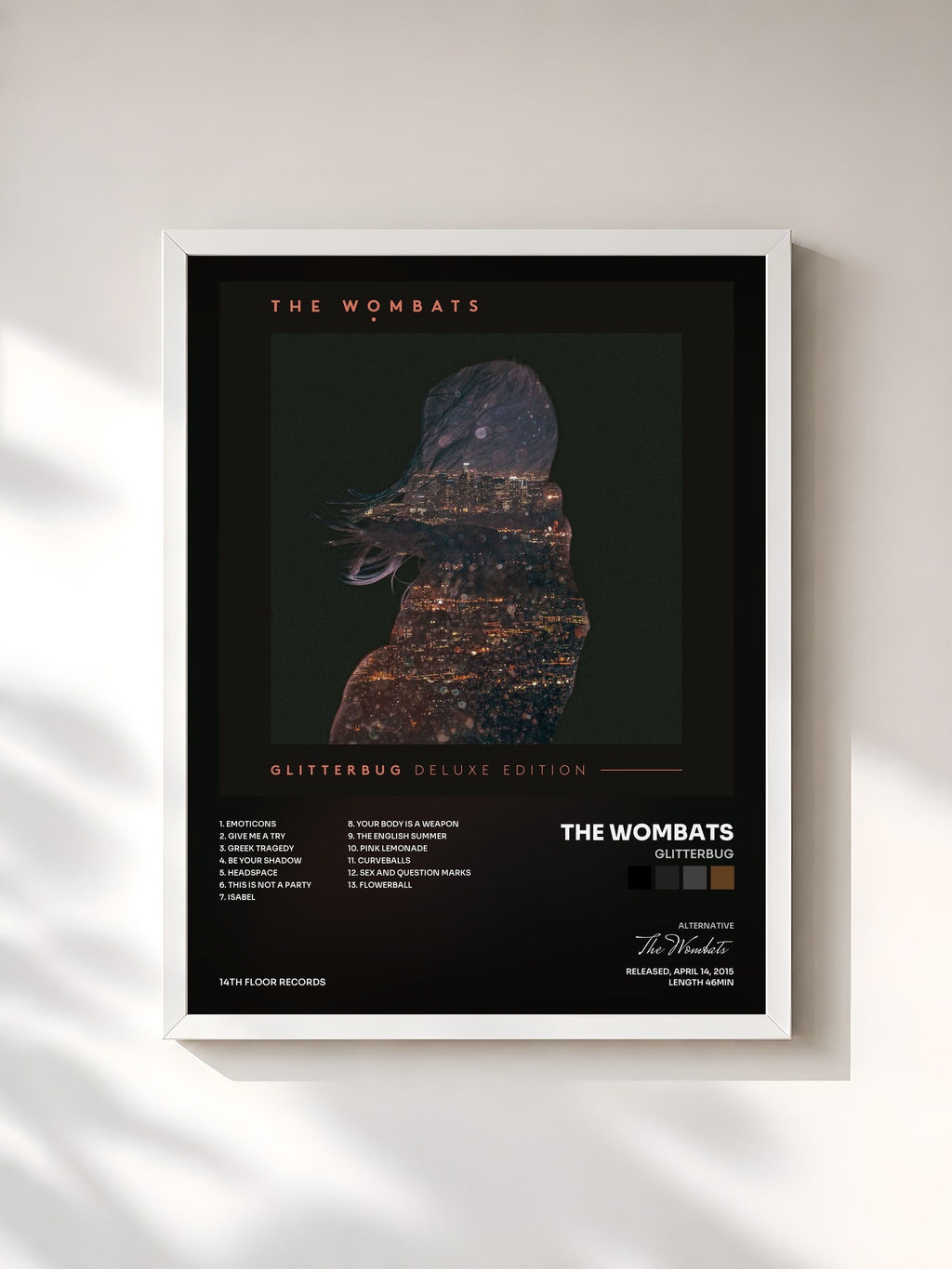 #blanc Glitterbug by The Wombats as a framed art print, white frame, printed and framed in France
