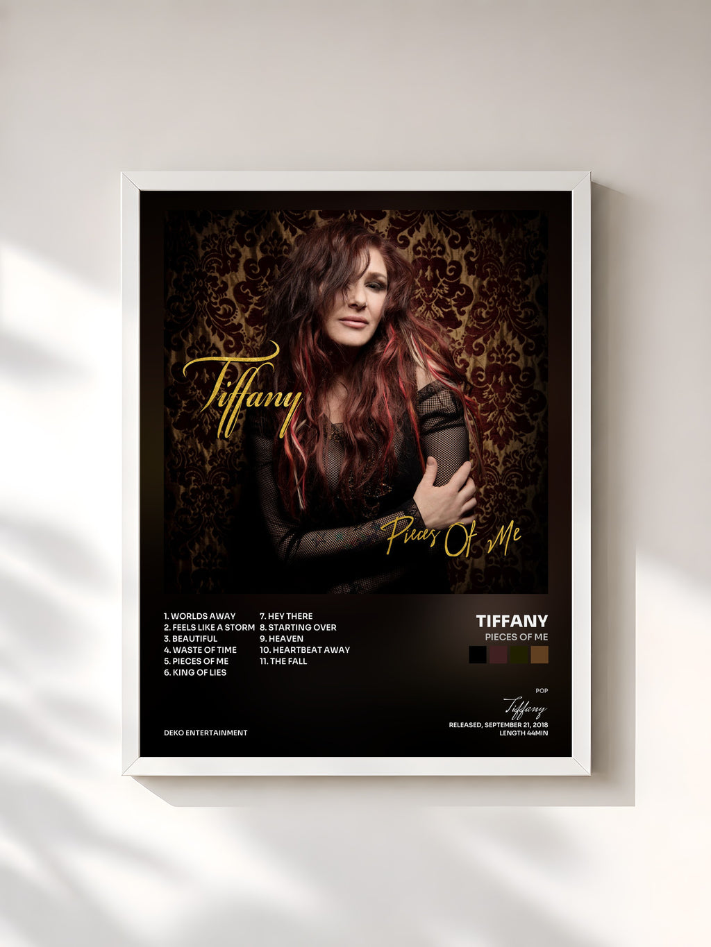 #blanc Tableau de l'album Pieces of Me de Tiffany, cadre blanc, imprimé et encadré en France
