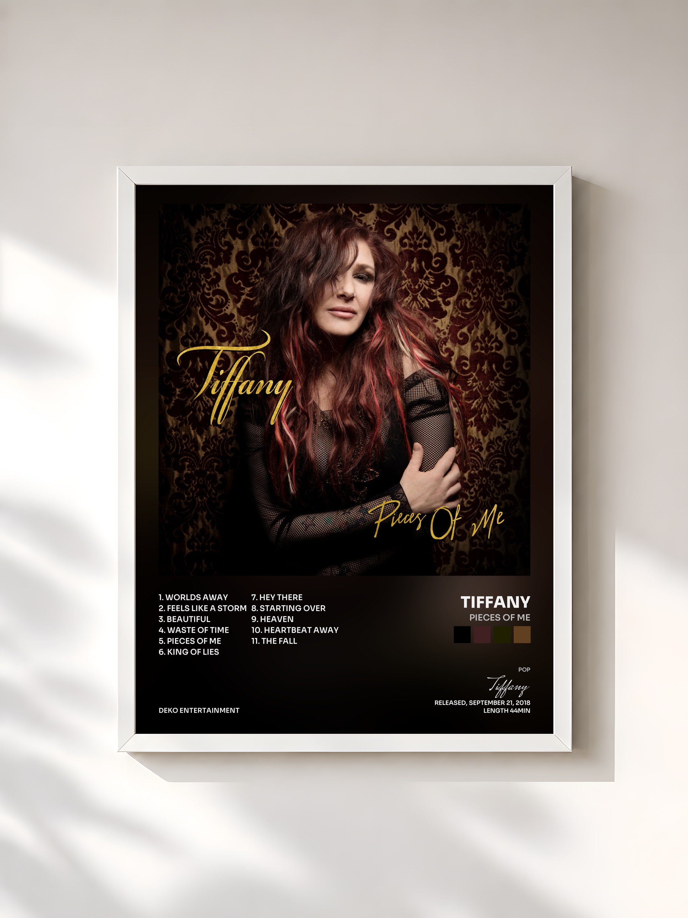 #blanc Tableau de l'album Pieces of Me de Tiffany, cadre blanc, imprimé et encadré en France