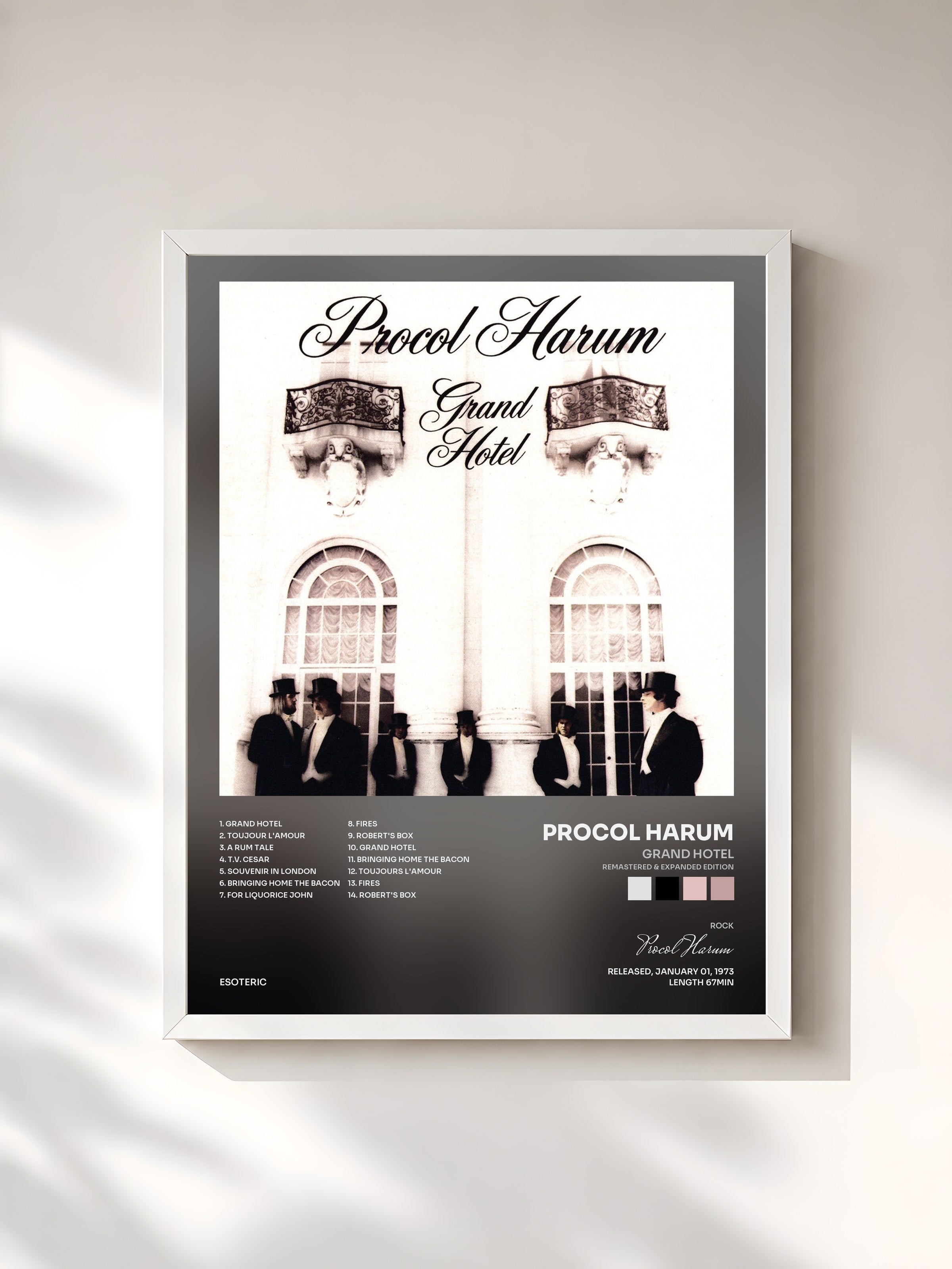 #blanc Tableau de l'album Grand Hotel (Remastered & Expanded Edition) de Procol Harum, cadre blanc, imprimé et encadré en France