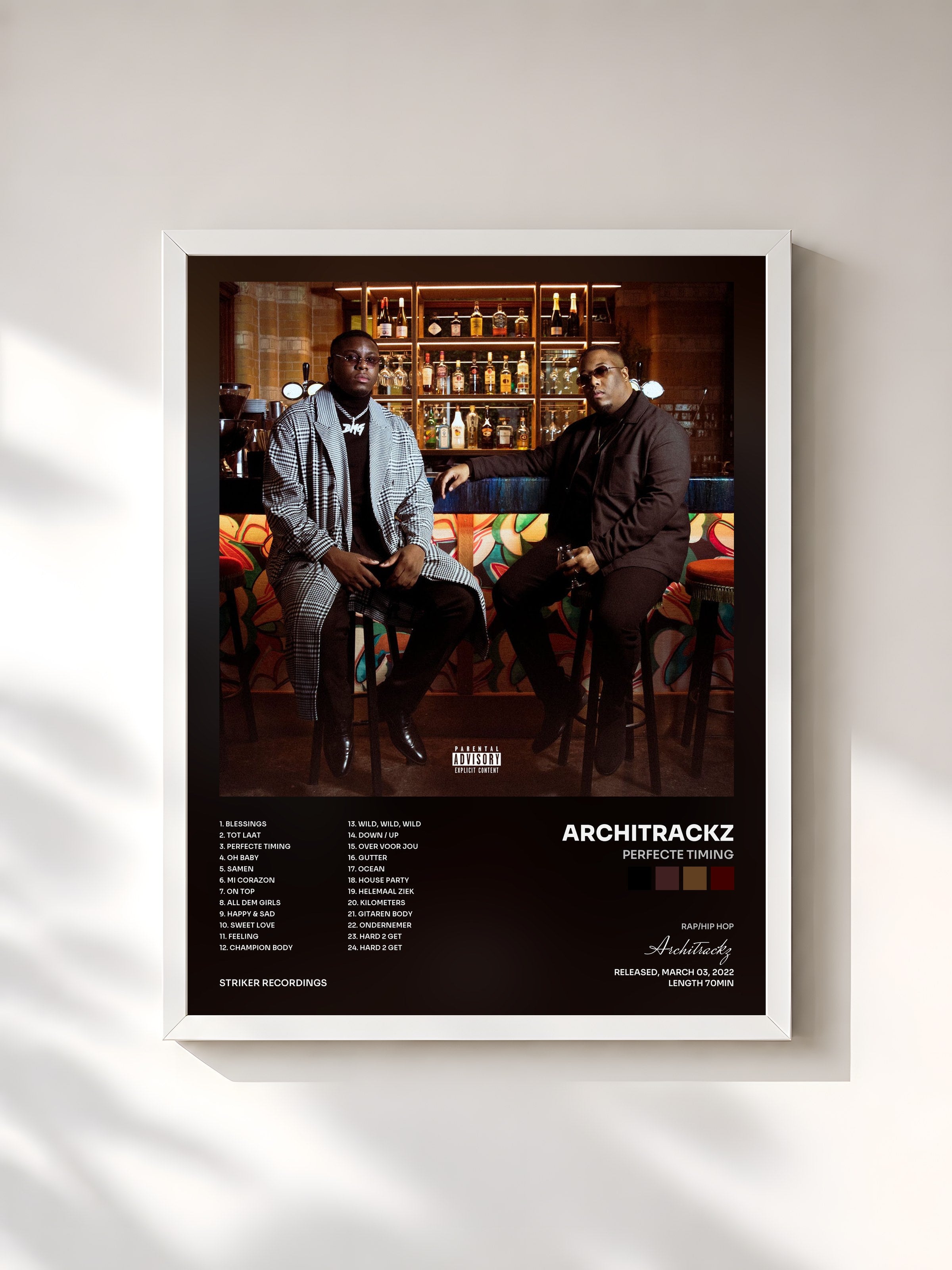 #blanc Tableau de l'album Perfecte Timing de Architrackz, cadre blanc, imprimé et encadré en France