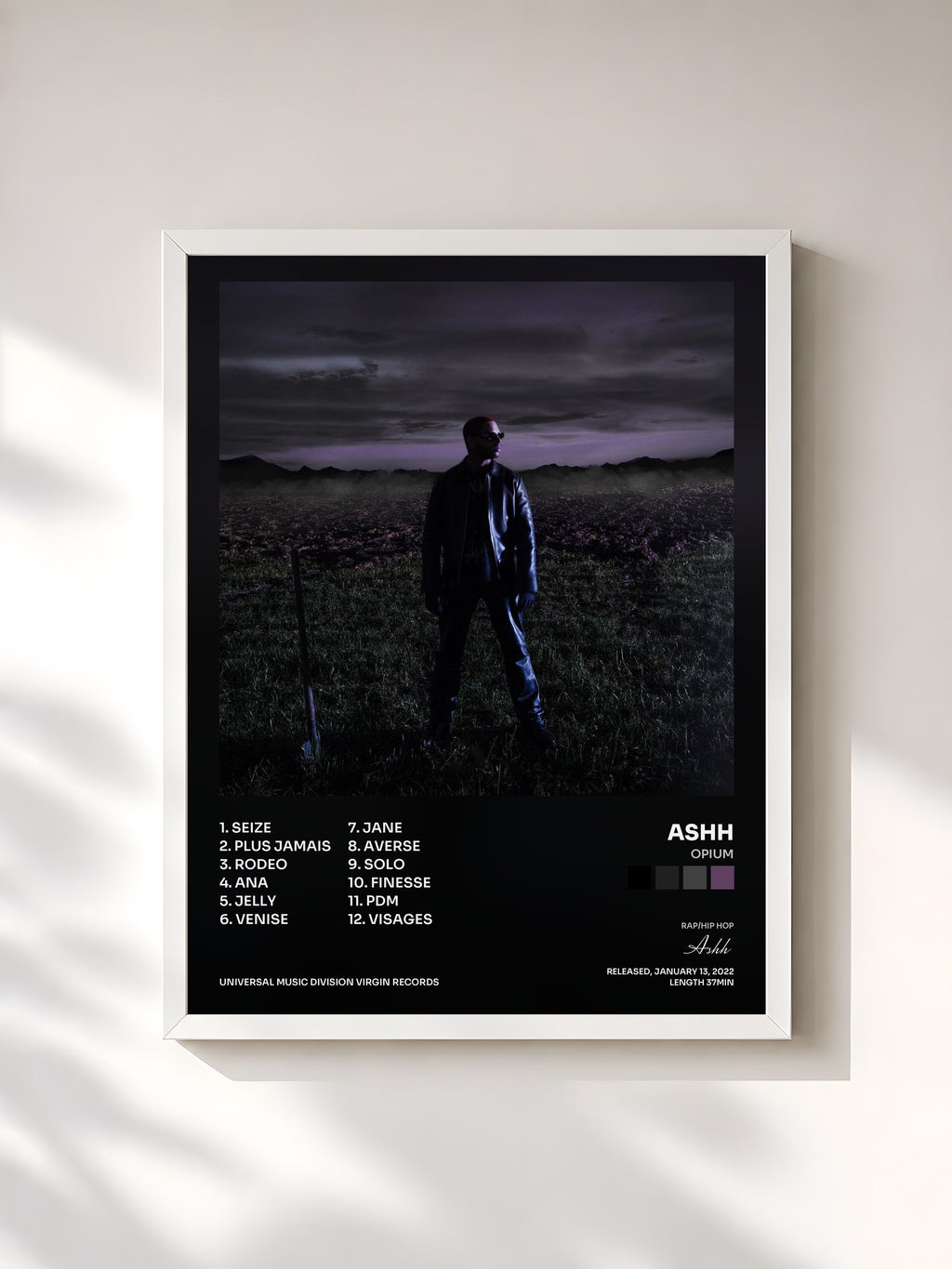 #blanc OPIUM by Ashh as a framed art print, white frame, printed and framed in France