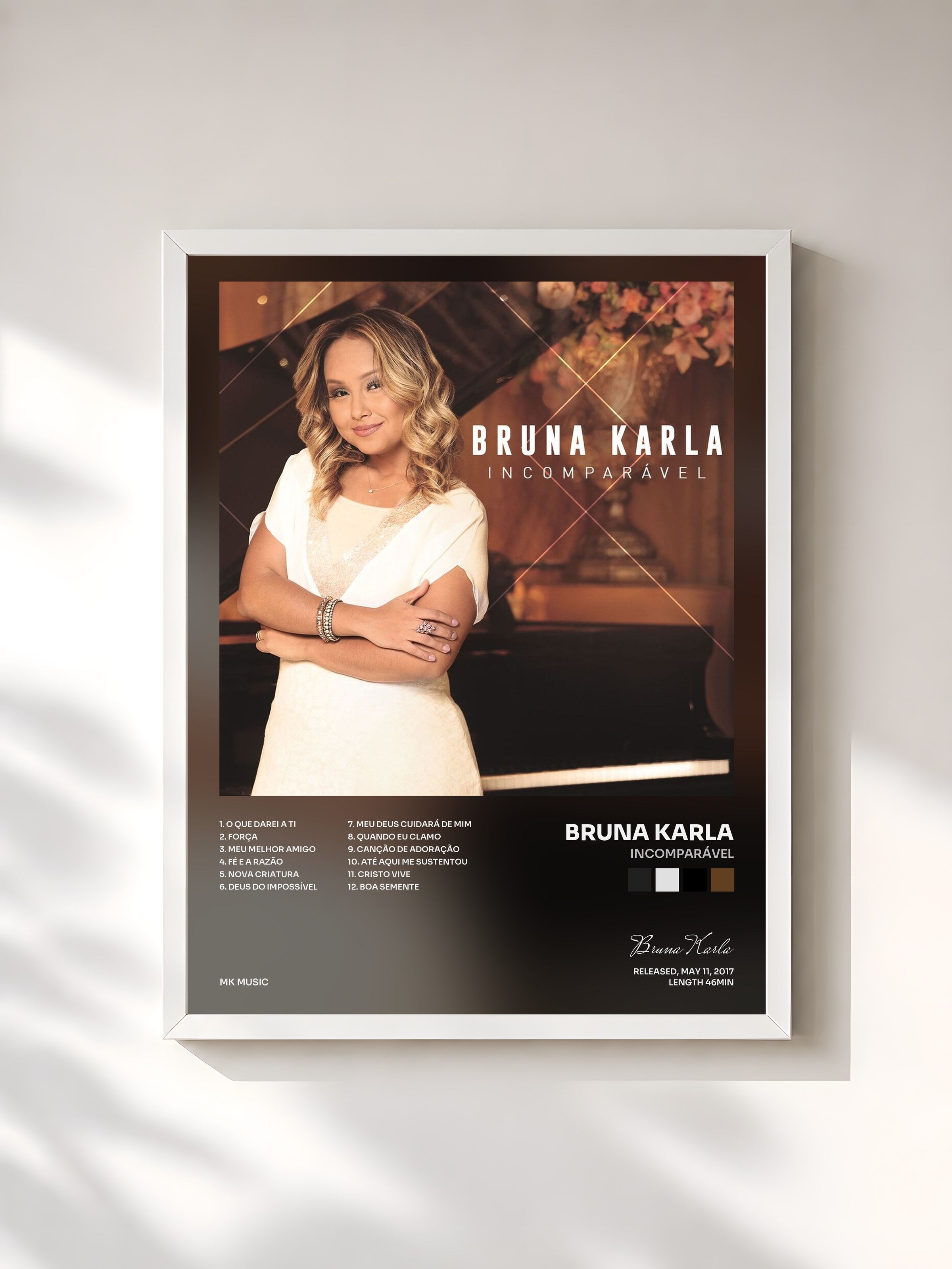 #blanc Tableau de l'album Incomparável de Bruna Karla, cadre blanc, imprimé et encadré en France