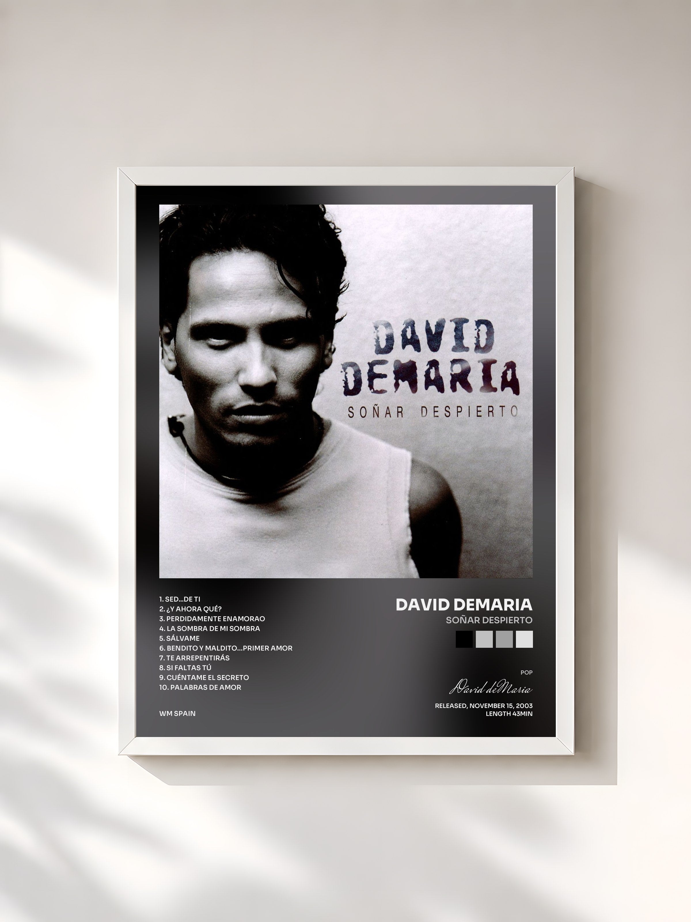 #blanc Tableau de l'album Soñar despierto de David deMaria, cadre blanc, imprimé et encadré en France