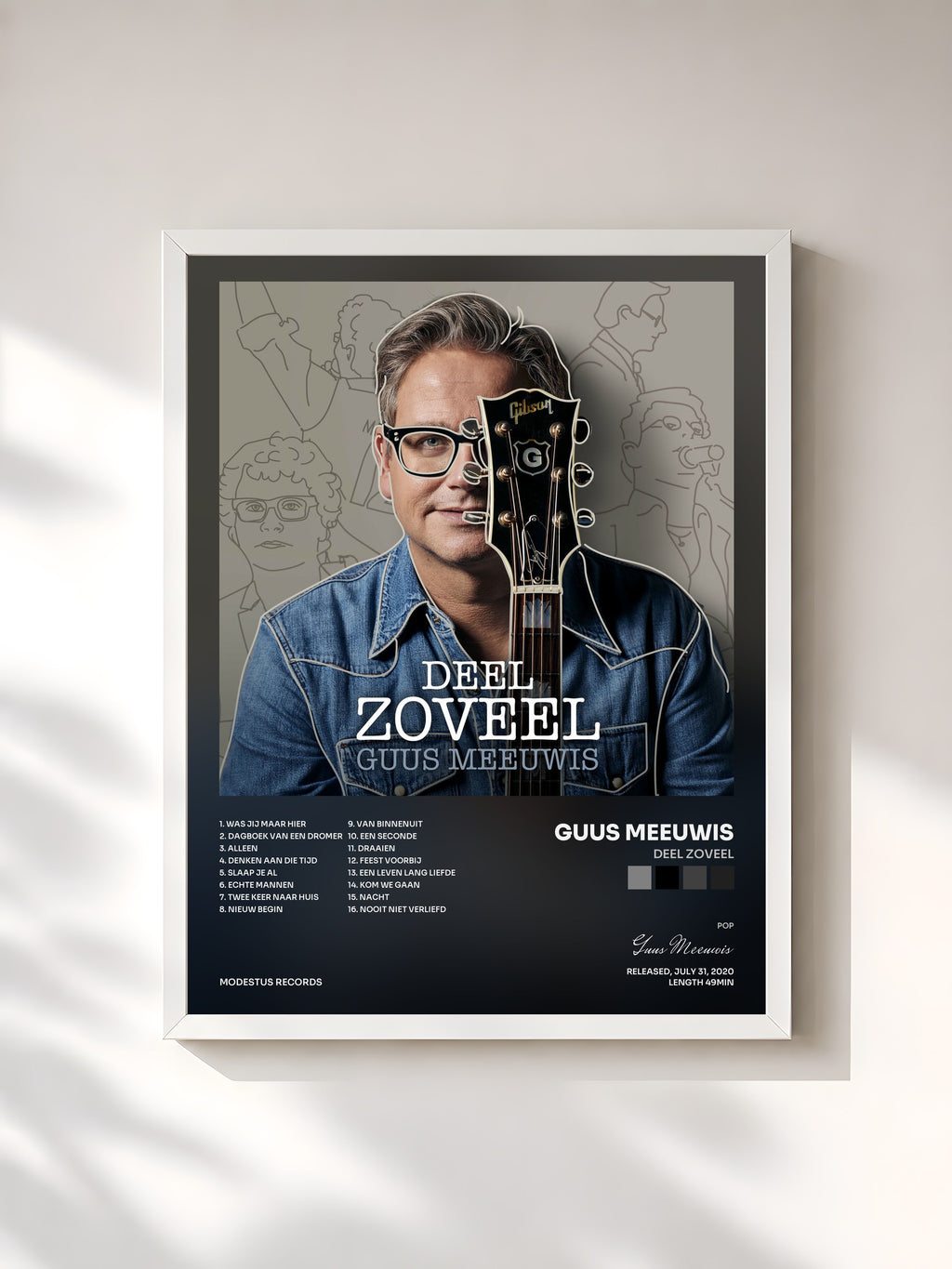 #blanc Deel Zoveel by Guus Meeuwis as a framed art print, white frame, printed and framed in France