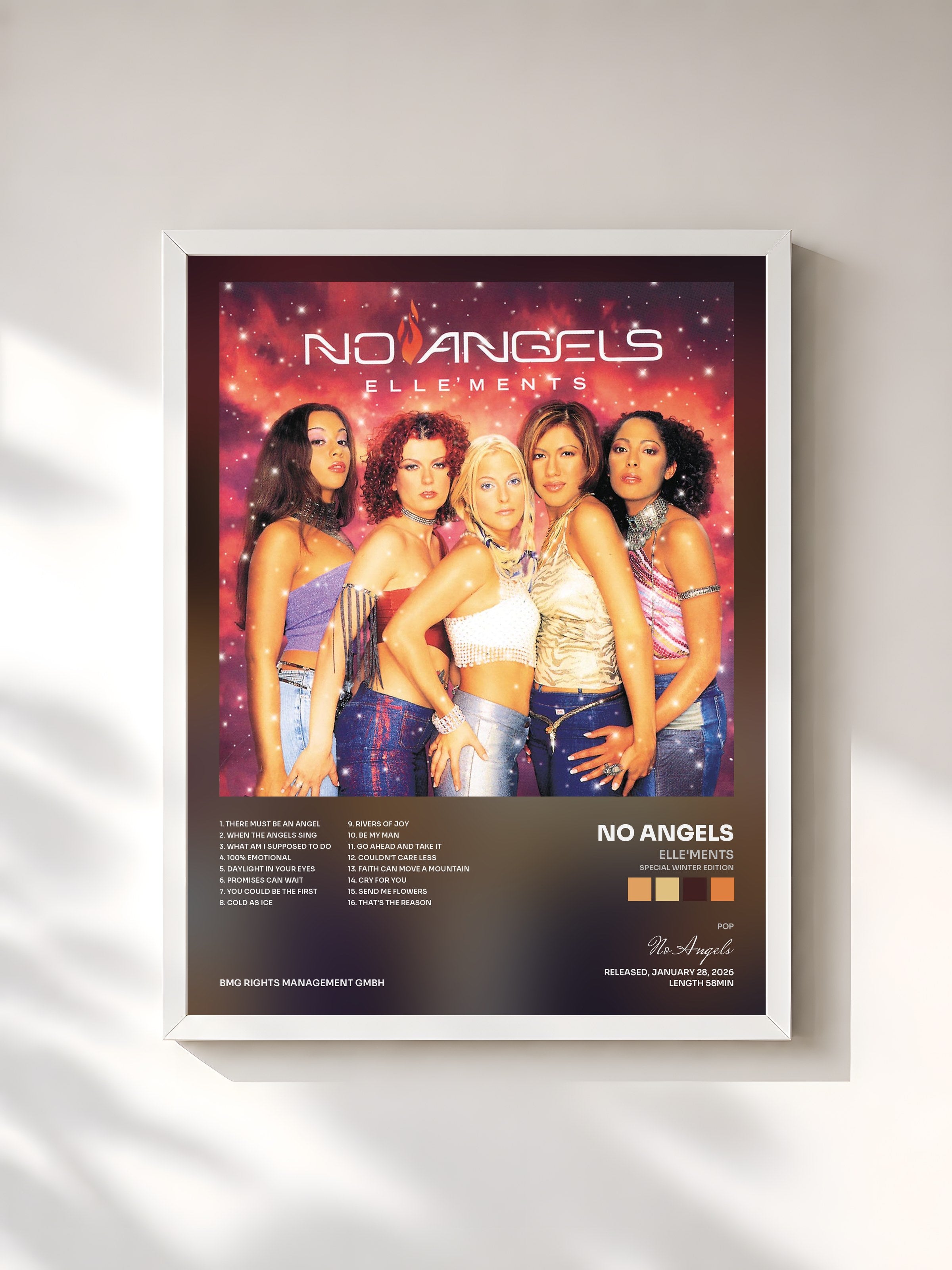 #blanc Tableau de l'album Elle'ments (Special Winter Edition) de No Angels, cadre blanc, imprimé et encadré en France