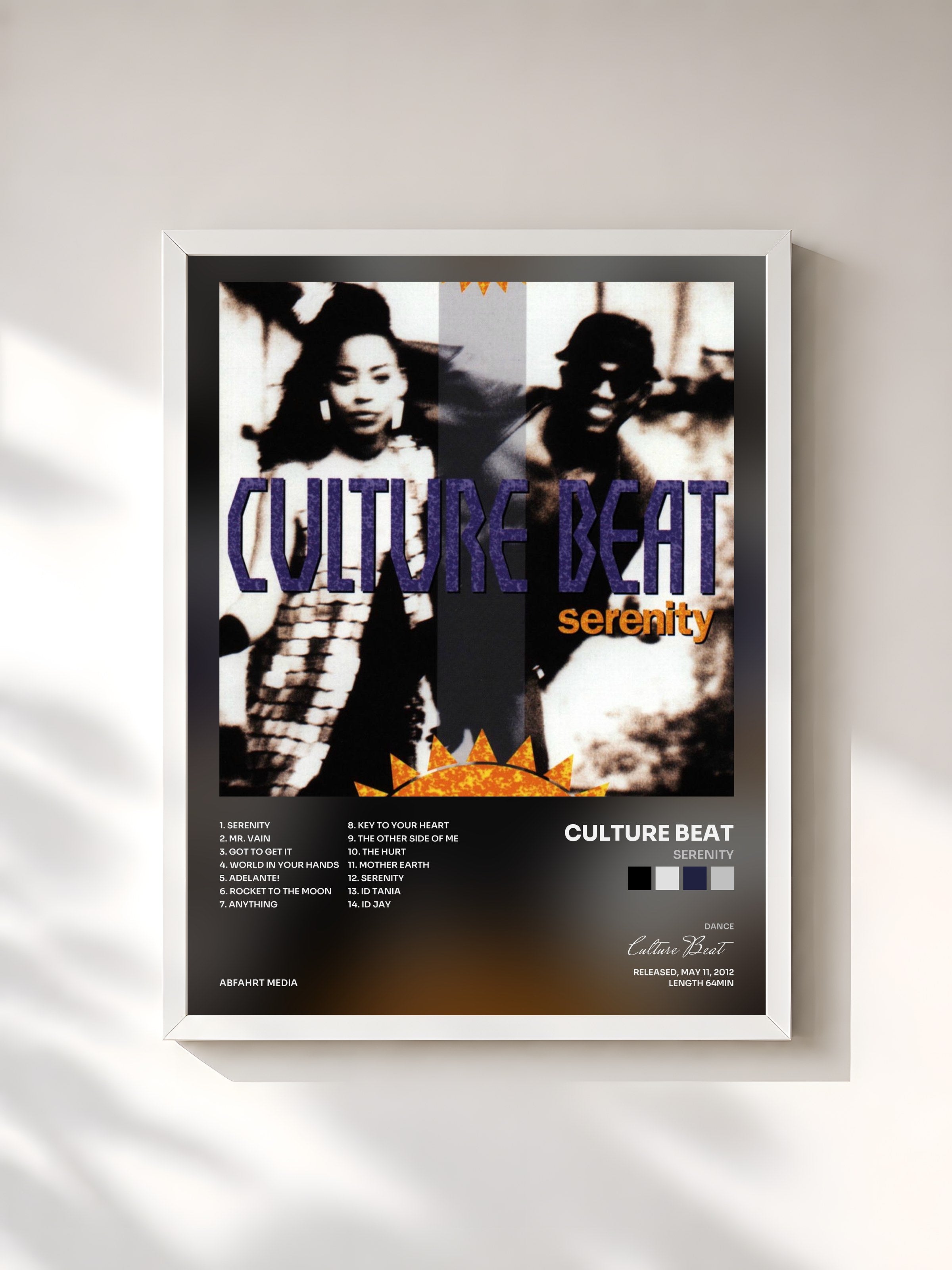 #blanc Tableau de l'album Serenity de Culture Beat, cadre blanc, imprimé et encadré en France