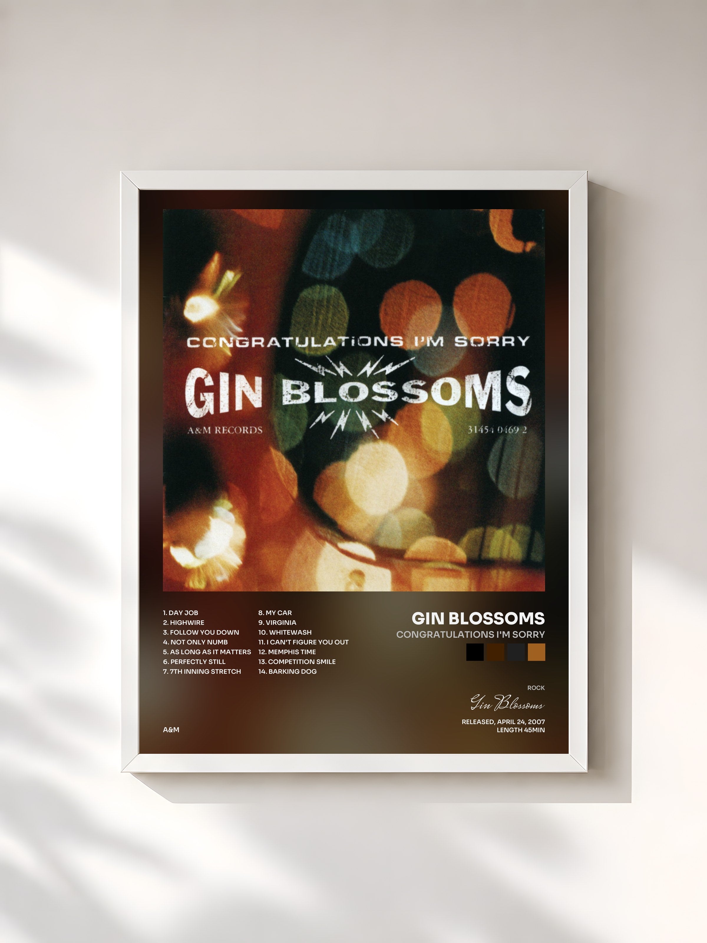#blanc Tableau de l'album Congratulations I'm Sorry de Gin Blossoms, cadre blanc, imprimé et encadré en France